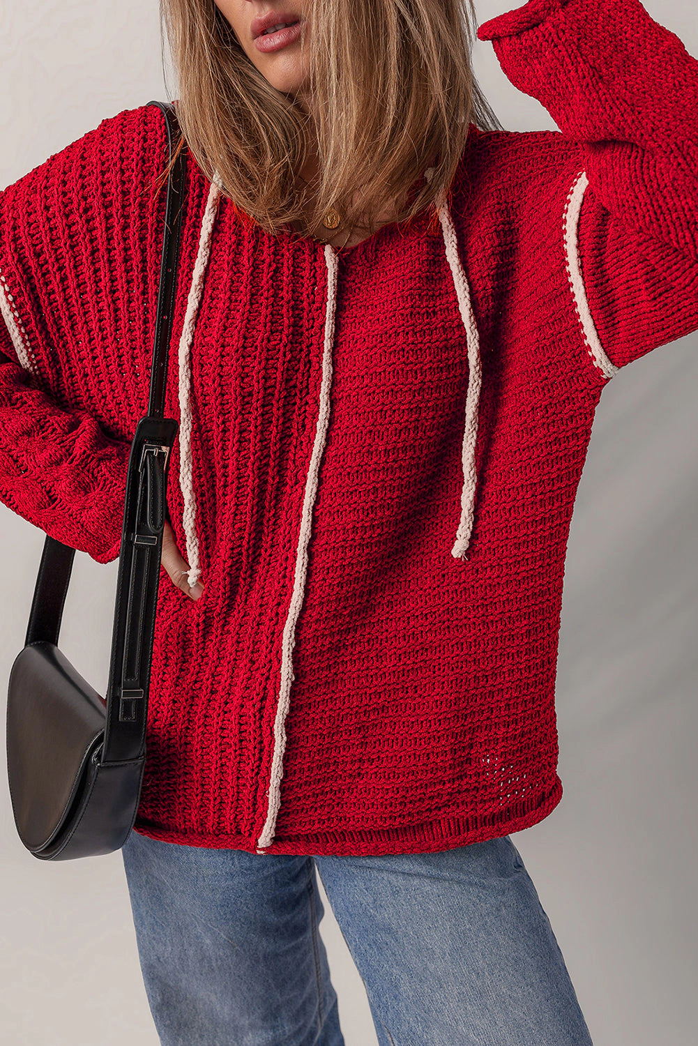 Threaded Pear Women's Olivia Knit Drawstring Hooded Sweater