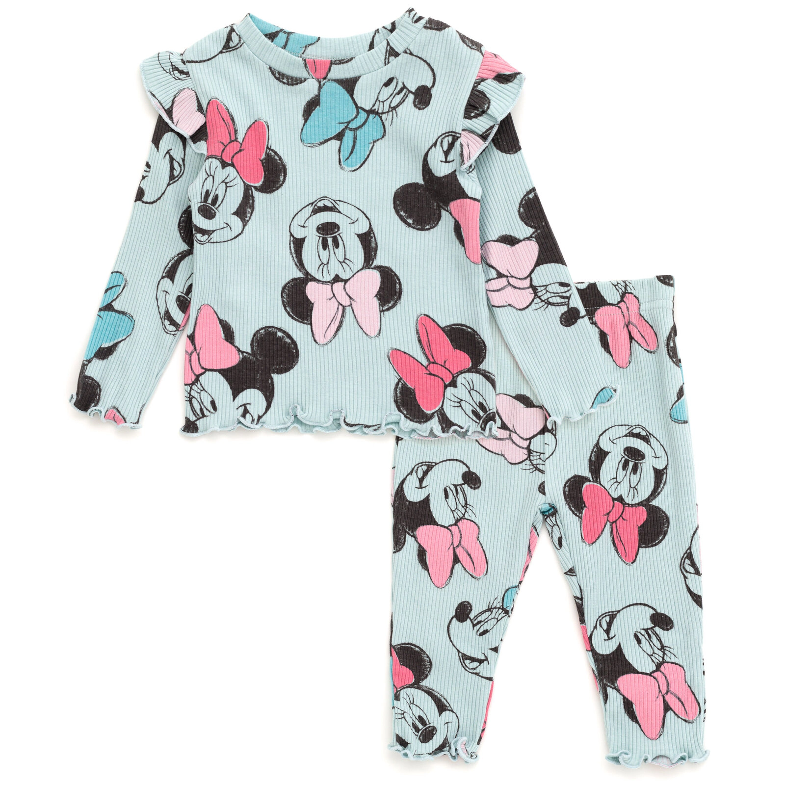 Disney Girls' Ribbed Long Sleeve Tee and Pants Set