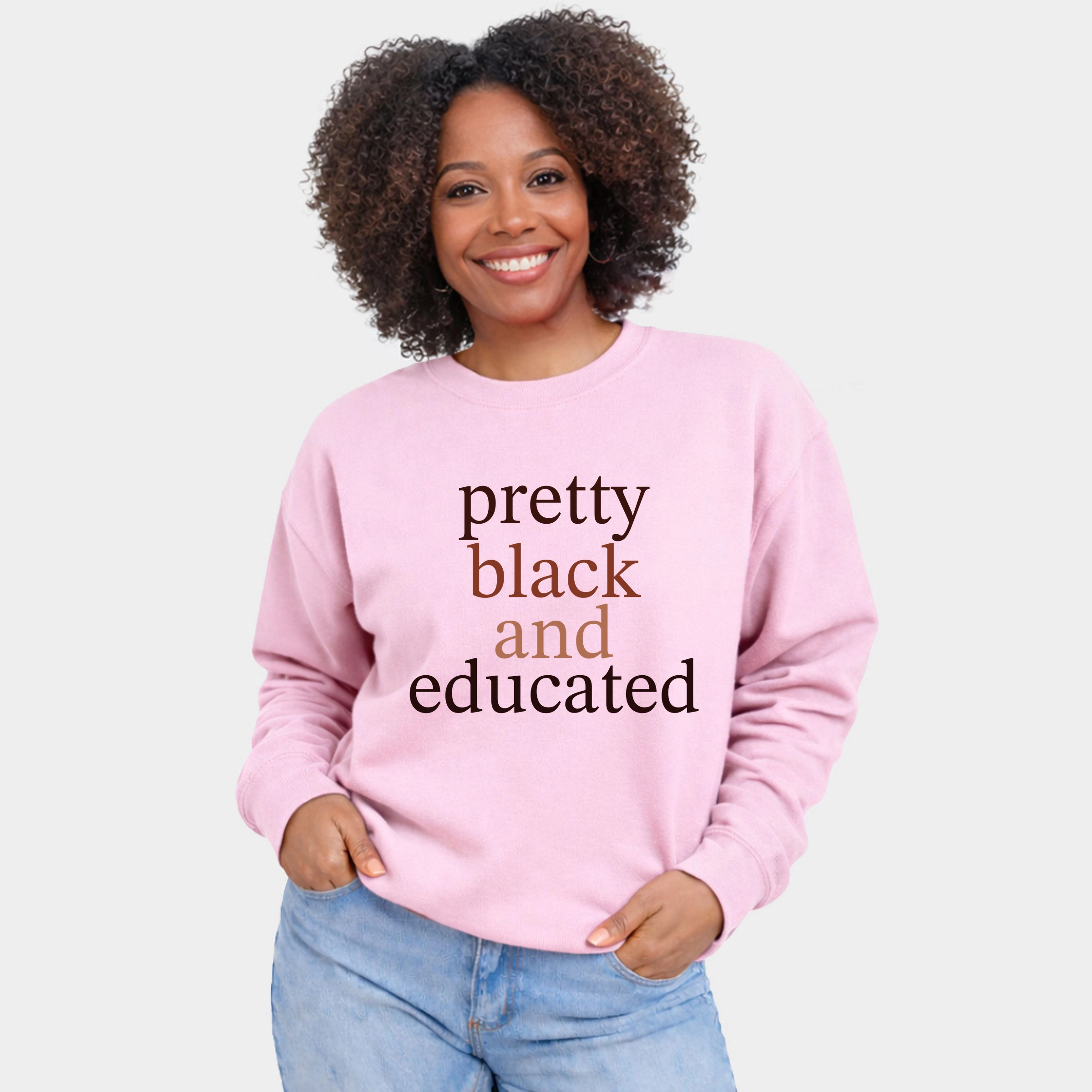 Simply Sage Market -  Women's Graphic Sweatshirt Pretty Black and Educated
