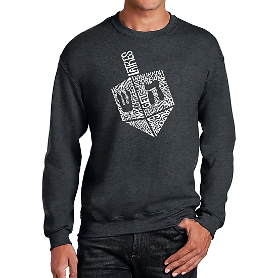 LA Pop Art Hanukkah Dreidel - Men's Word Art Crew Sweatshirt