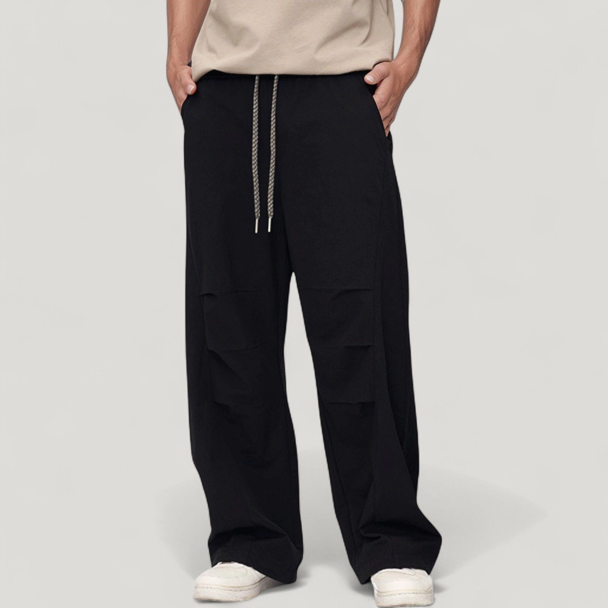 Anna-Kaci Men's Wide-Leg Relaxed Fit Drawstring Waist Casual Sweatpants