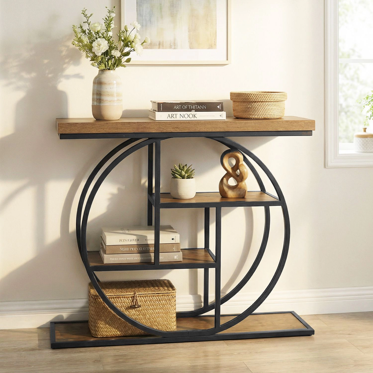 SlickBlue 41 Inch Console Table with 4 Tier Storage Shelves