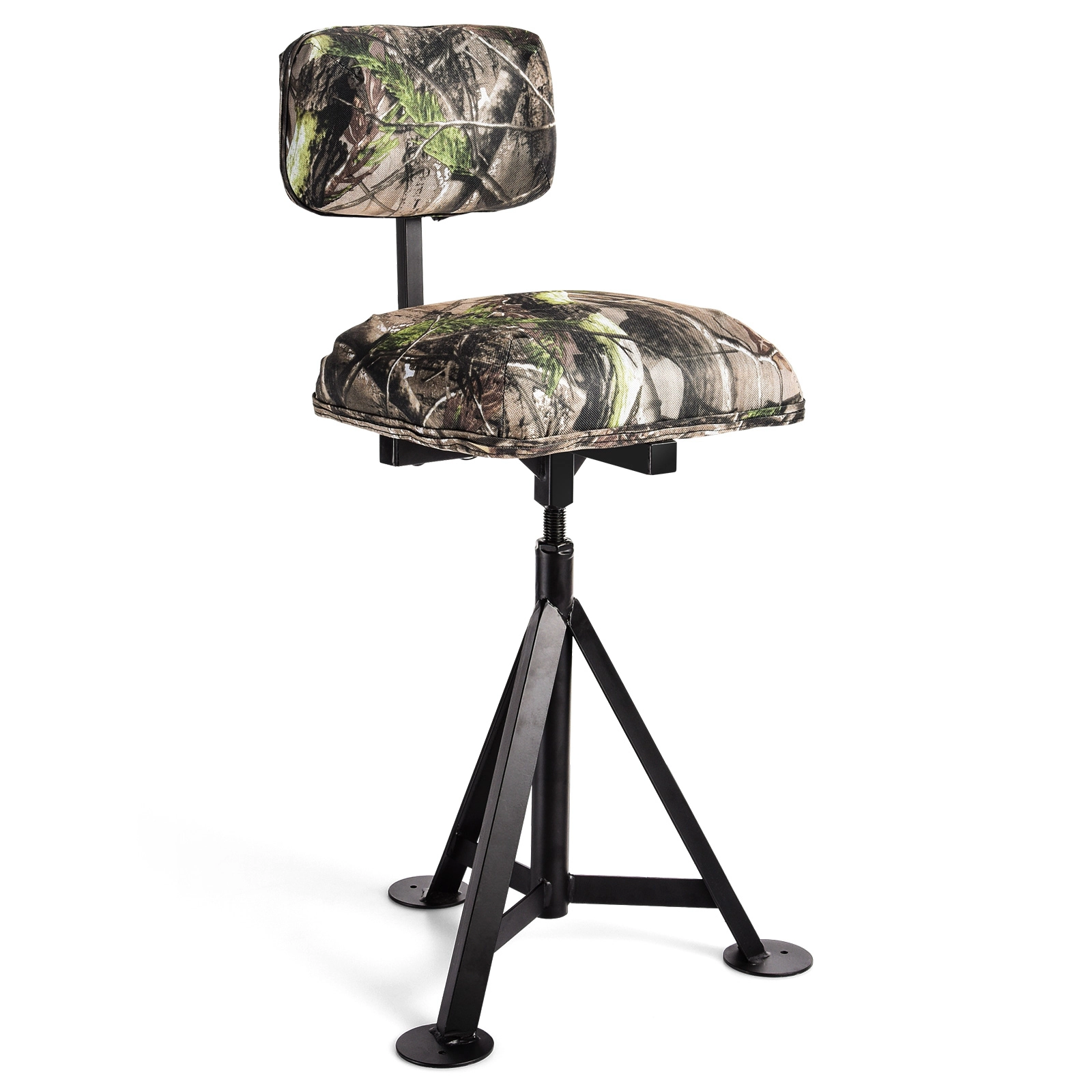 LJG Swivel Hunting Chair Tripod Blind Stool with Detachable Backrest