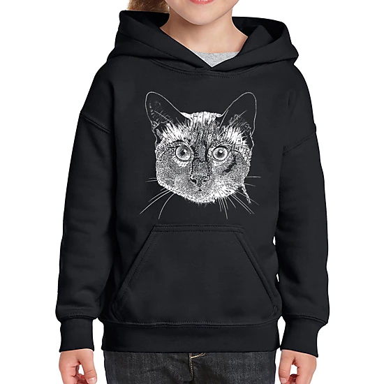 LA Pop Art Girls Word Art Hoodie - Siamese Cat