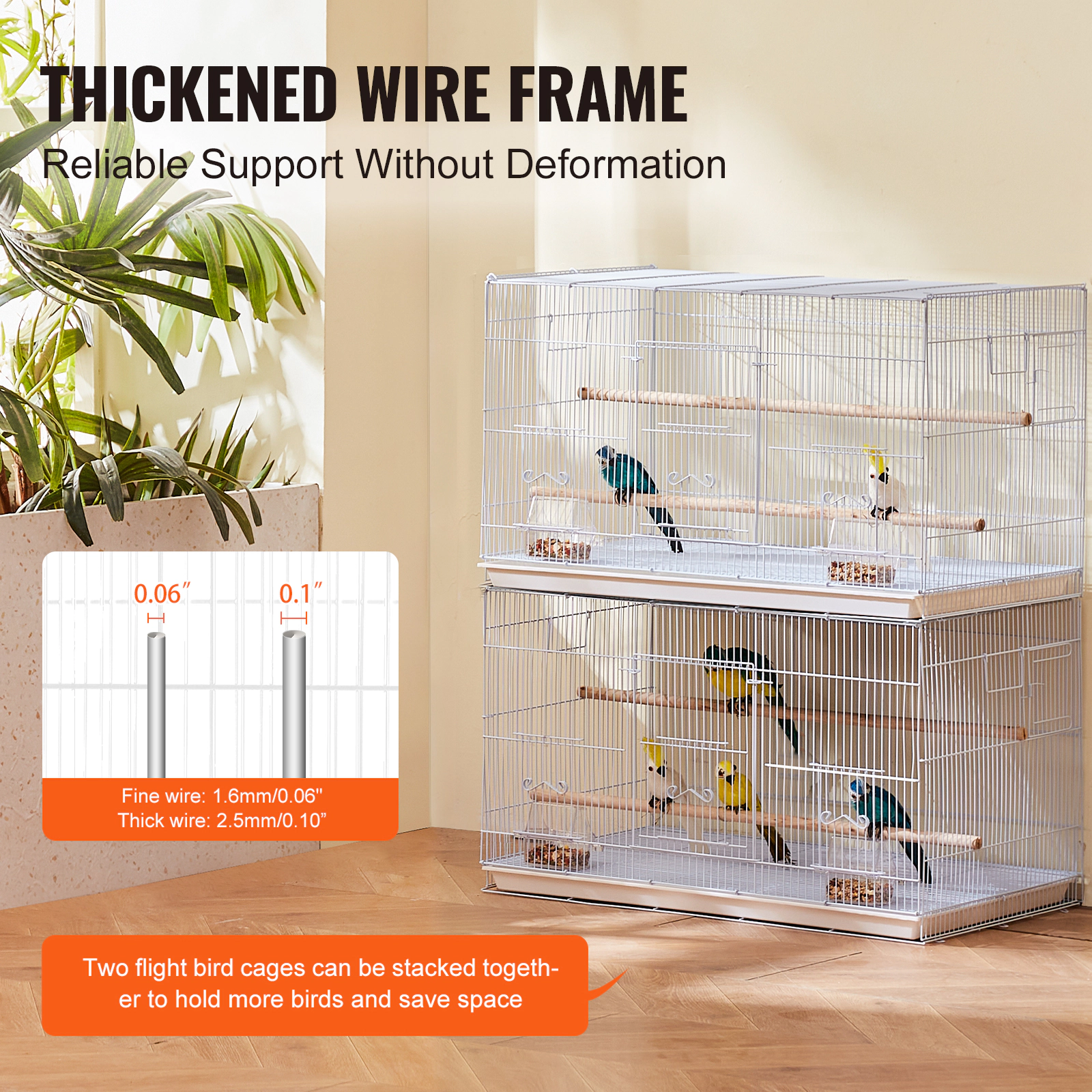 HONGGE 30 x 18 x 18 in Stackable Carbon Steel Bird Travel Cage with Handle for Small Parrots, Canaries & Finches