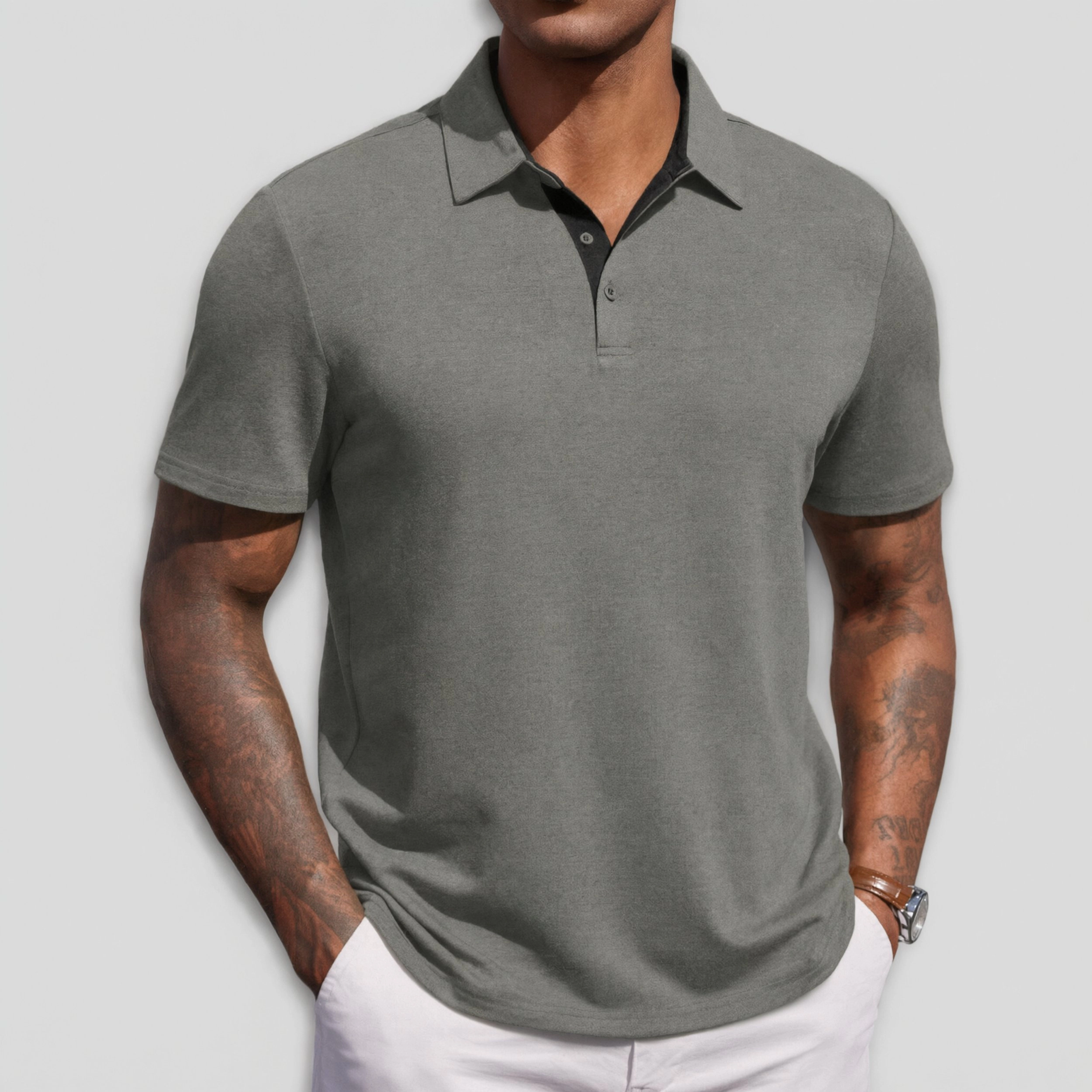 COOFANDY Men's Regular Fit Short Sleeve Collar Neck Polo Shirt