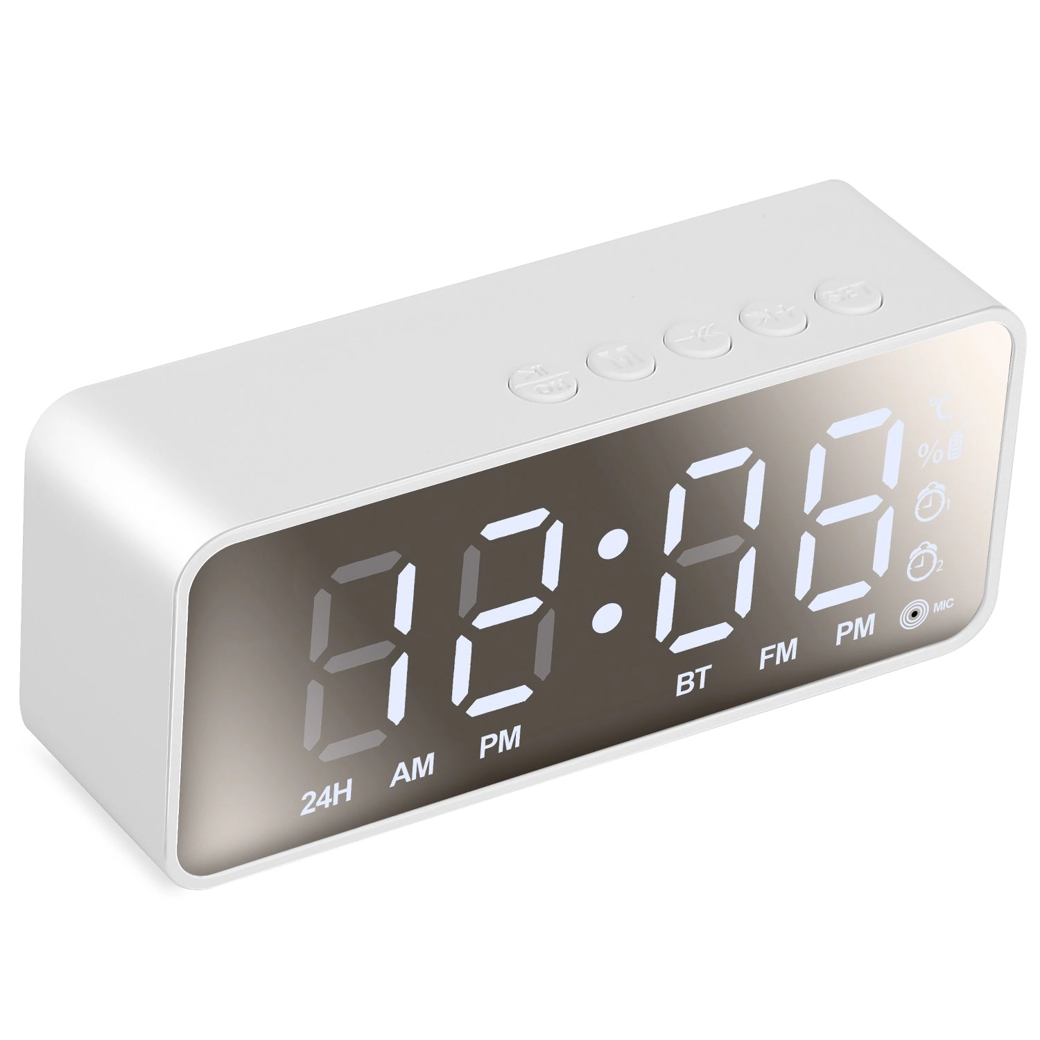 GBruno Mirror Digital Alarm Clock With FM Radio Speaker