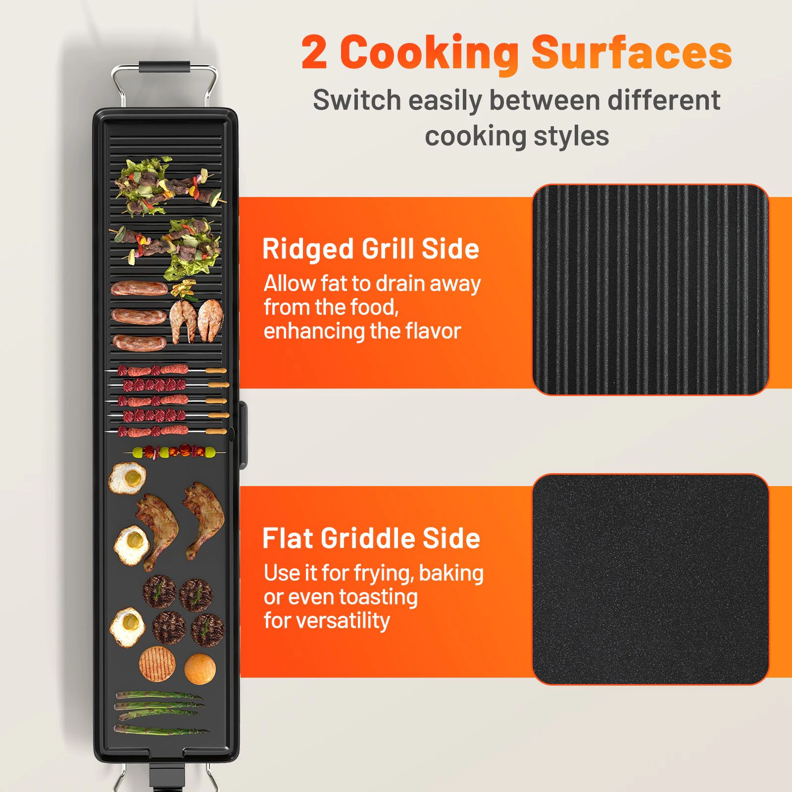 SlickBlue Extra Large Nonstick Electric Grill Griddle for Indoor Cooking