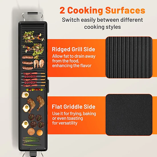 SlickBlue Extra Large Nonstick Electric Grill Griddle for Indoor Cooking