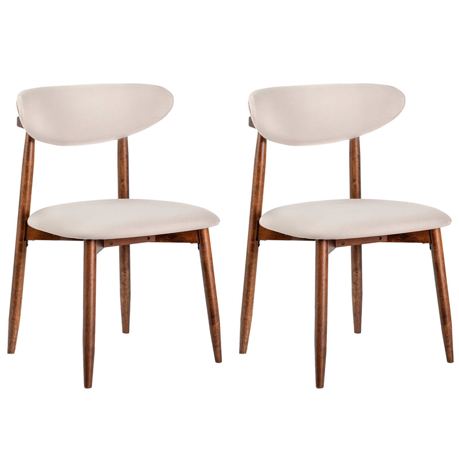 SUGIFT Set of 2 Beige Upholstered Dining Chairs with Curved Back and Wood Legs 21.5-in W 32-in H 330-lb Per Chair