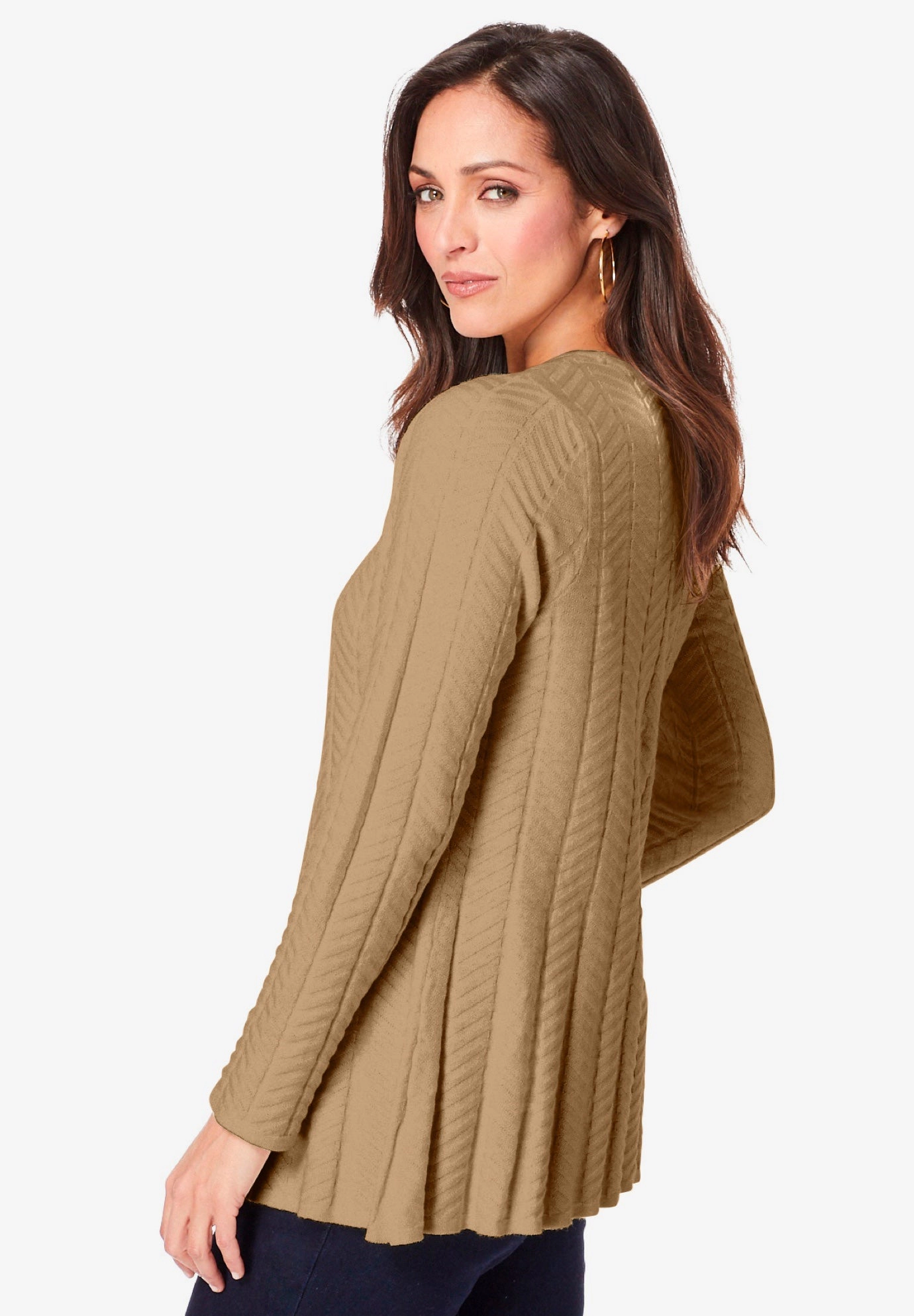 Jessica London Women's Plus Chevron Fit & Flare Sweater