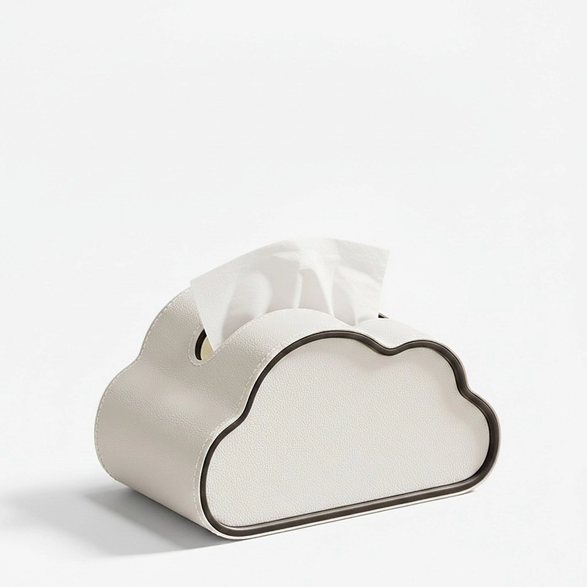 Alilang Unisex Cloud Shape Tissue Box Cover with Faux Leather Finish and Metal Trim