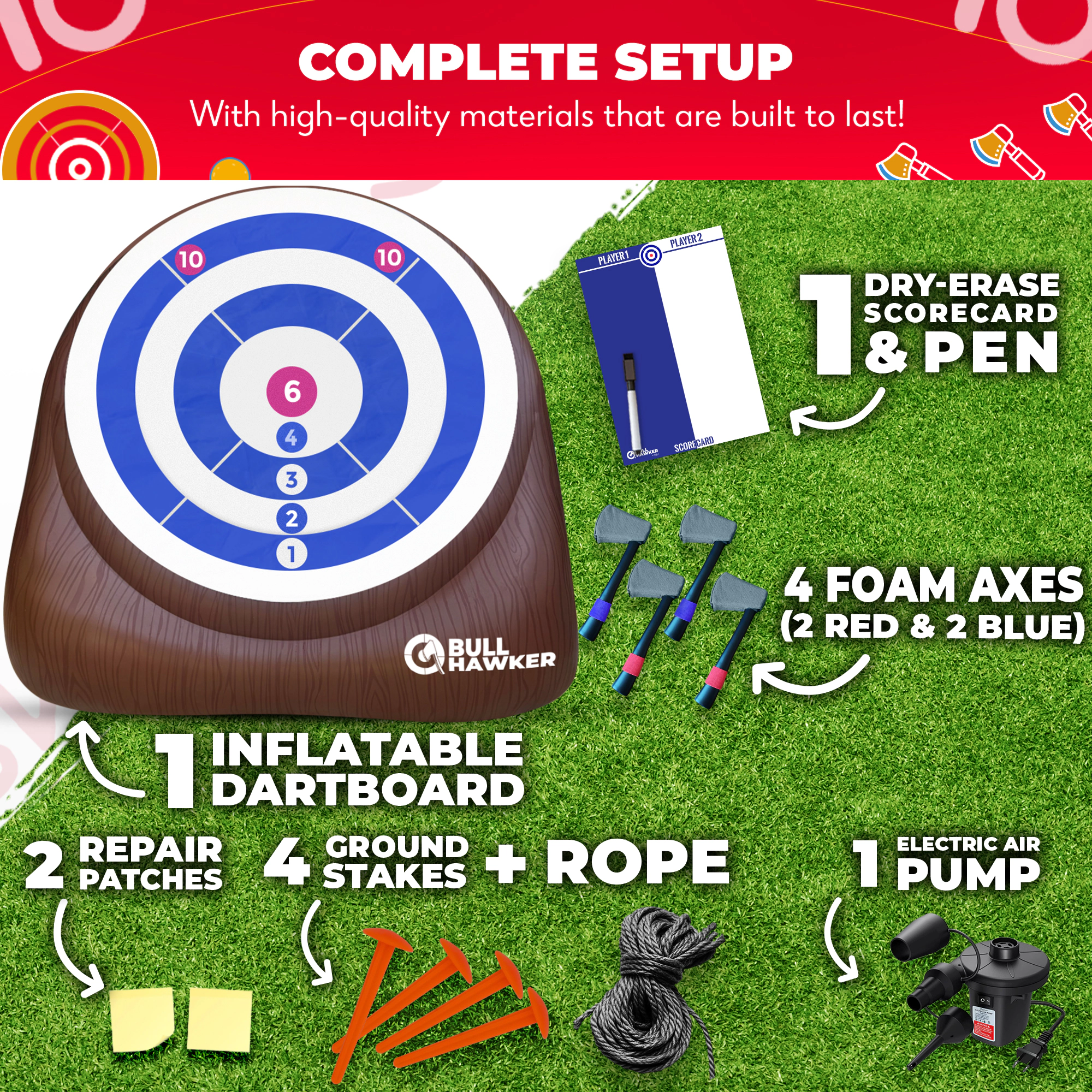 Swooc Games | Bull Hawker™ | Giant Axe Darts Game with 15+ Games