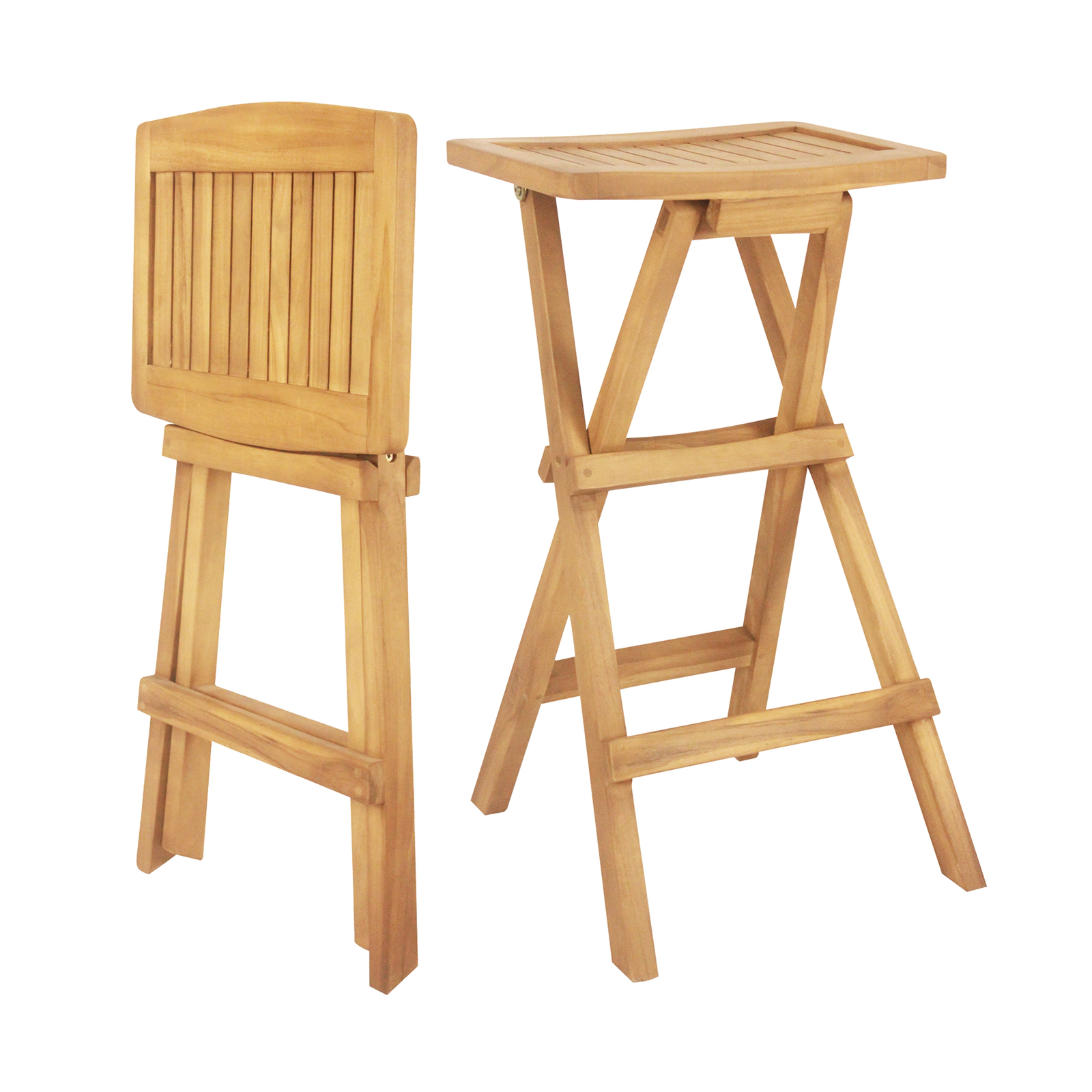 LJG Set of 2 No Assembly Outdoor Bar Stools with Countered Seat