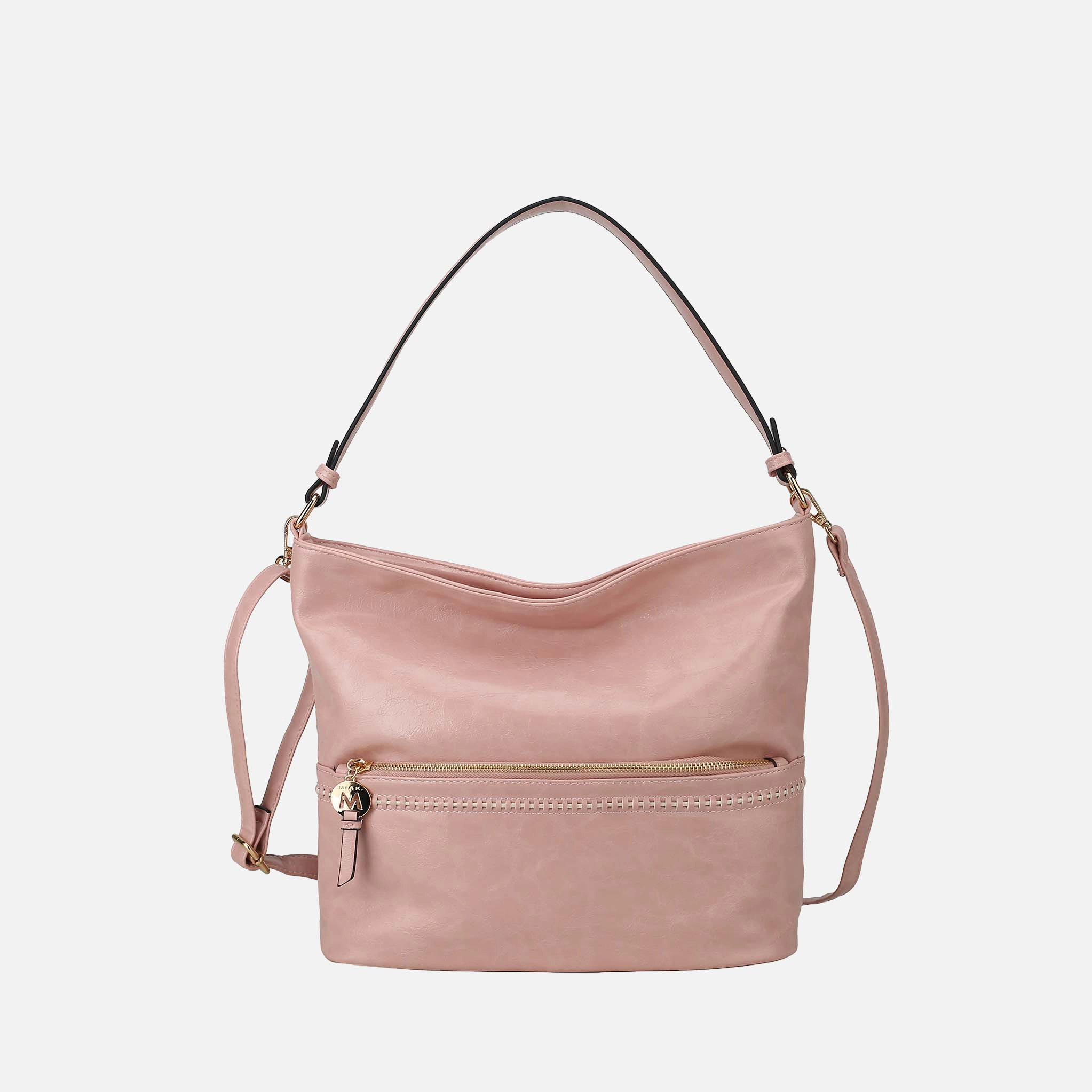 Mia K Collection Sierra Marbled Vegan Leather Shoulder Bag, Gold-Tone Hardware