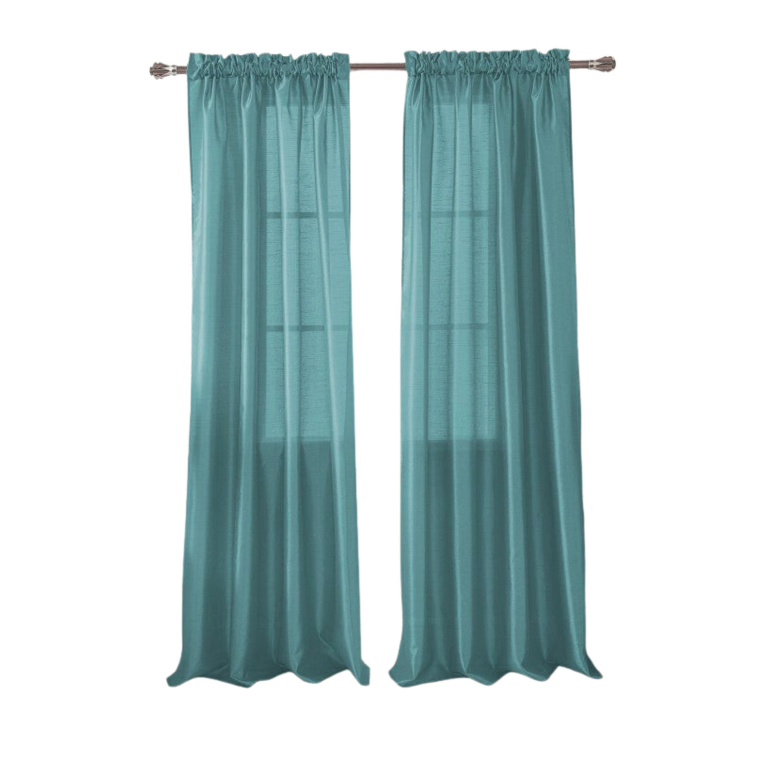 RT Designers Fau x Silk Nikki Rod Pocket Window Curtain Panel 54 x 84 Teal