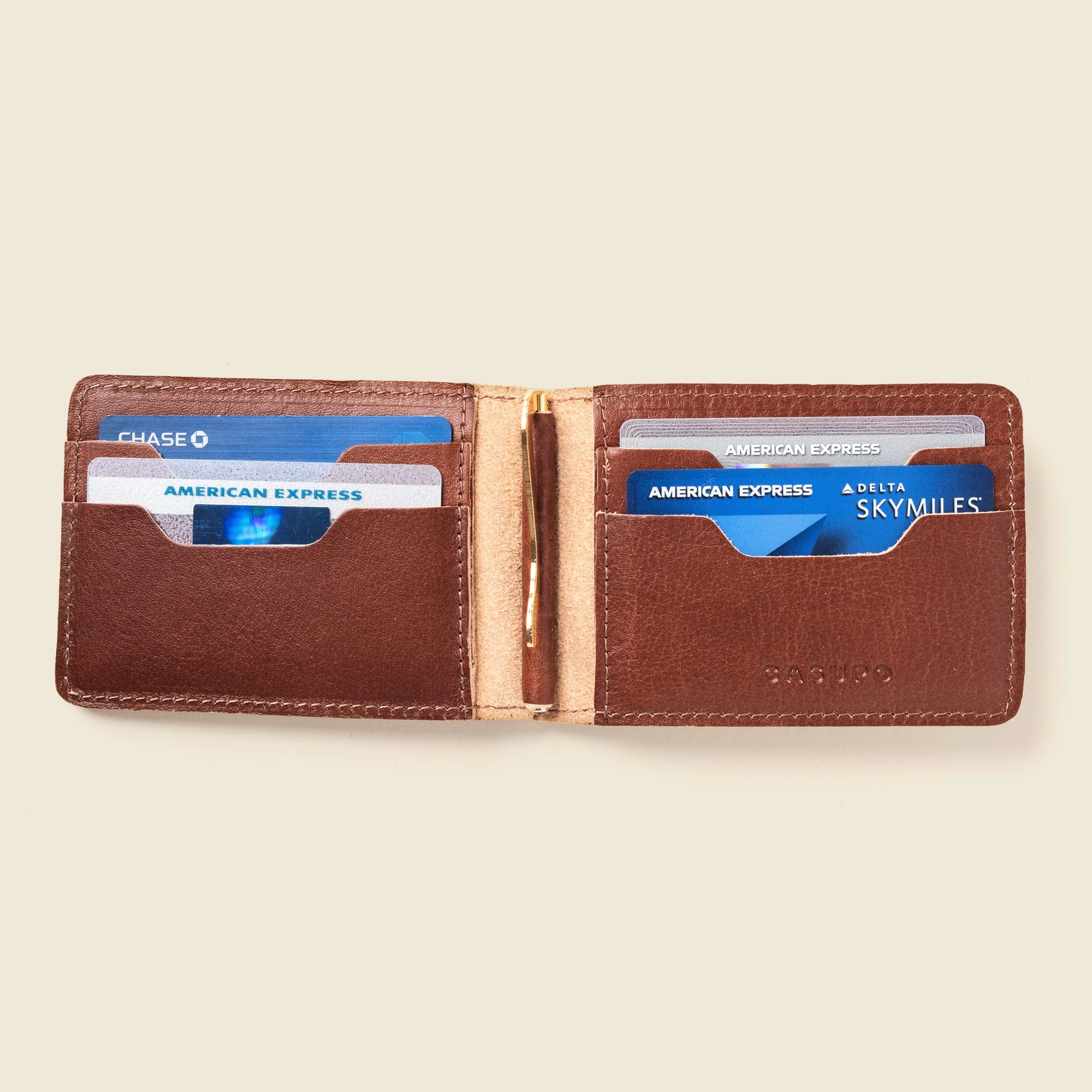 Casupo Leather Bifold Money Clip Wallet