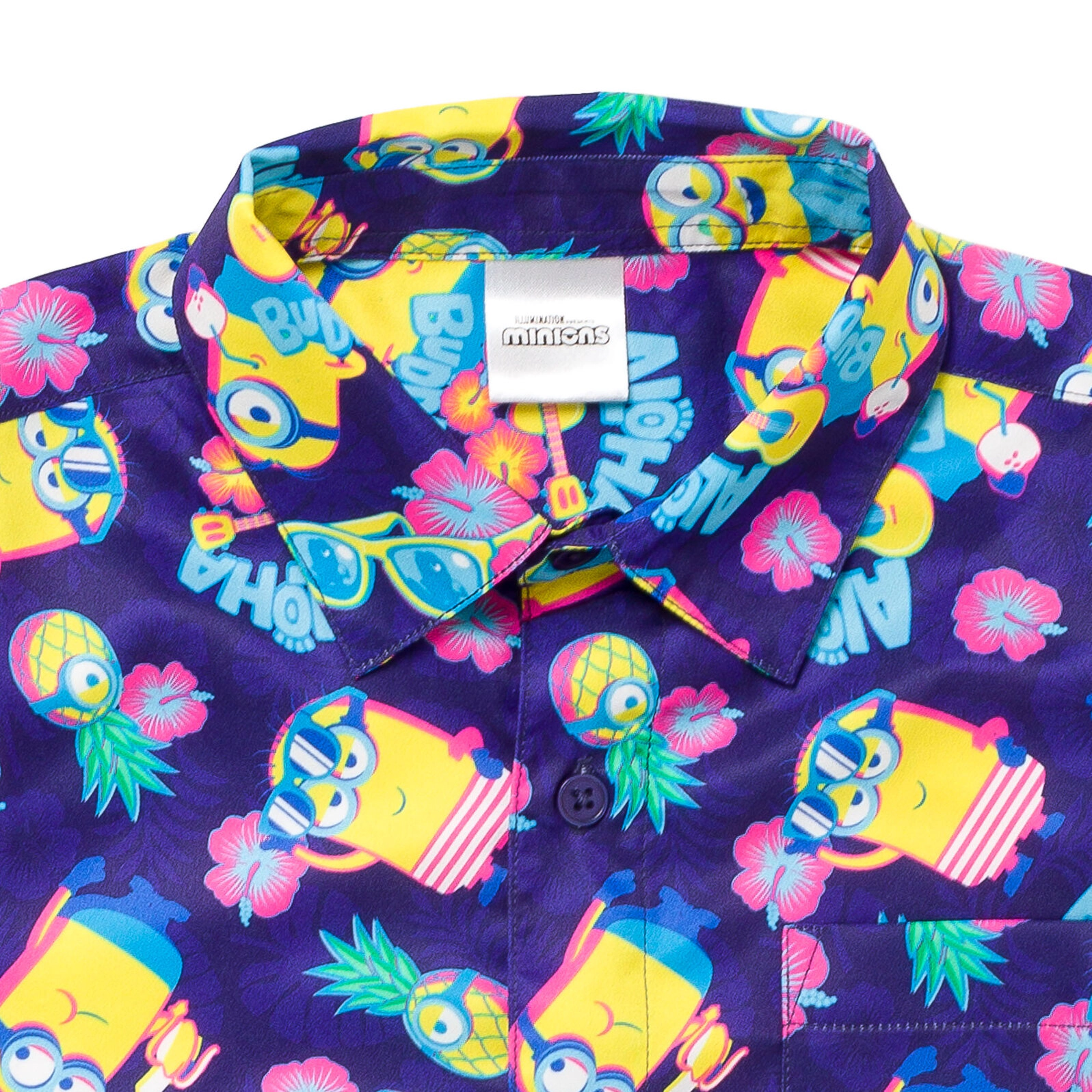 Despicable Me Minions Matching Family Hawaiian Short Sleeve Button Down Shirt