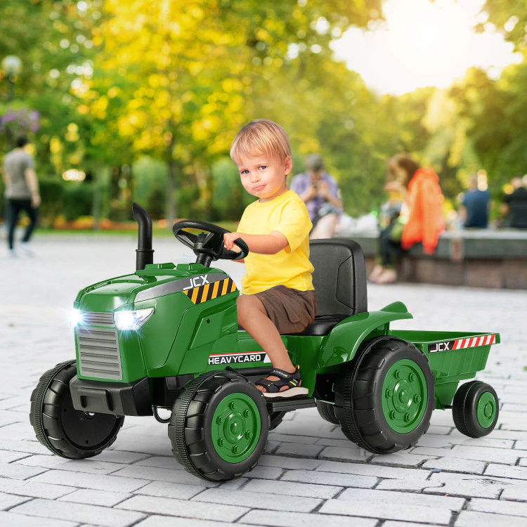 Hivvago 12V Kids Ride On Tractor with Trailer and Remote Control
