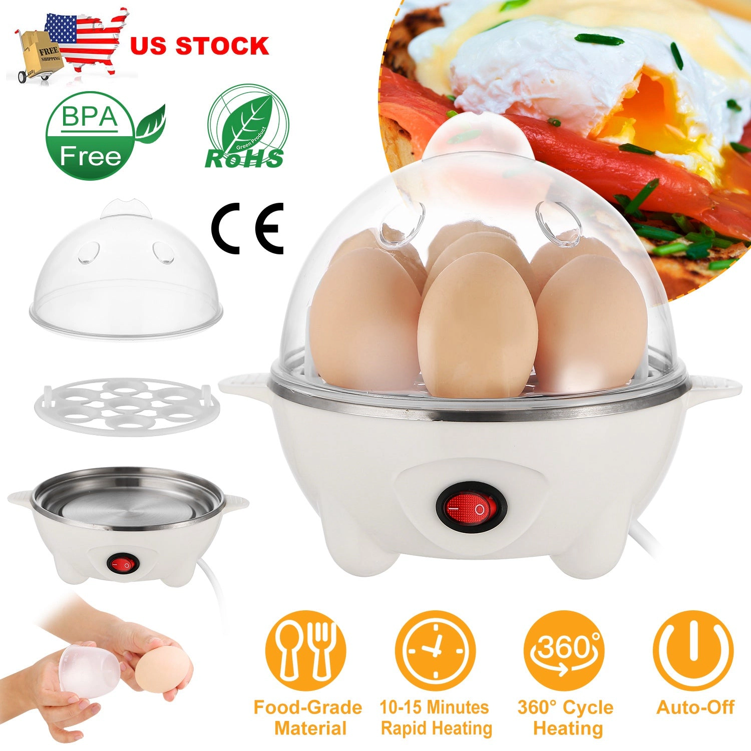 GBruno 7-Egg BPA-Free Electric Egg Cooker