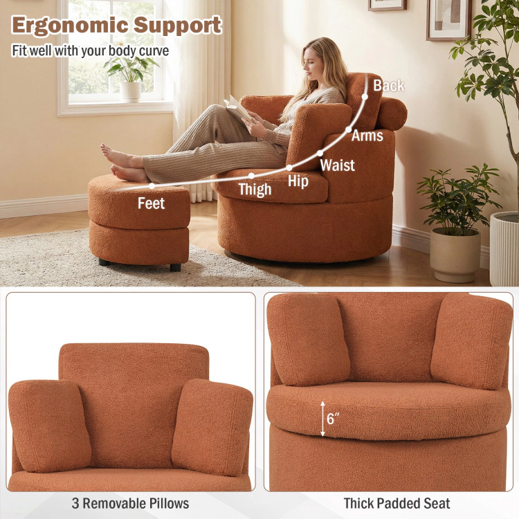 Hivvago 360 Degree Swivel Accent Chair With Half Moon Storage Ottoman