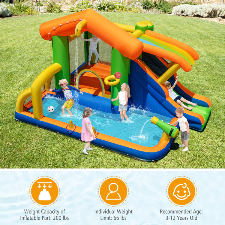 Hivvago Inflatable Bounce House Water Park with Slide and 480W Blower