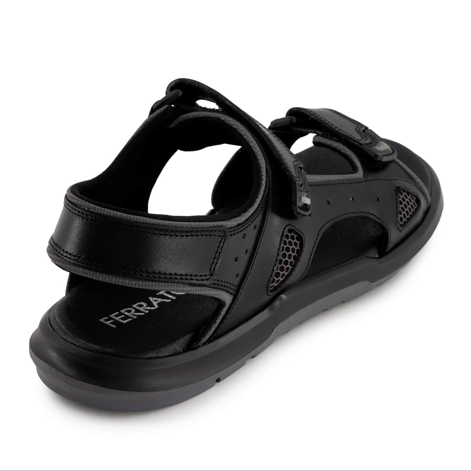 Ferrato Mens Leather Sandals - Hook and Loop Closure