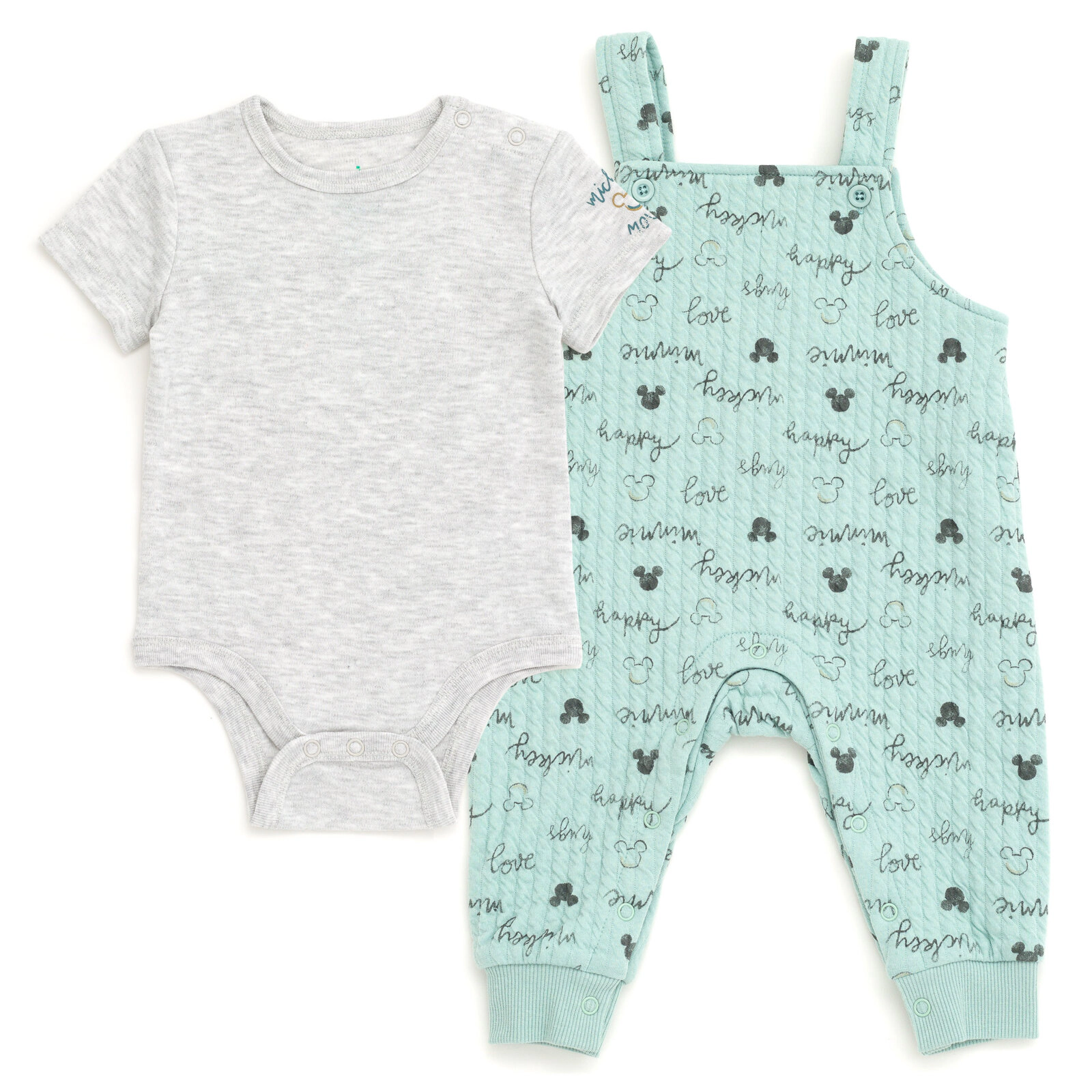 Disney Mickey Mouse & Friends Baby Boys' 2-Piece Bodysuit and Overalls Set