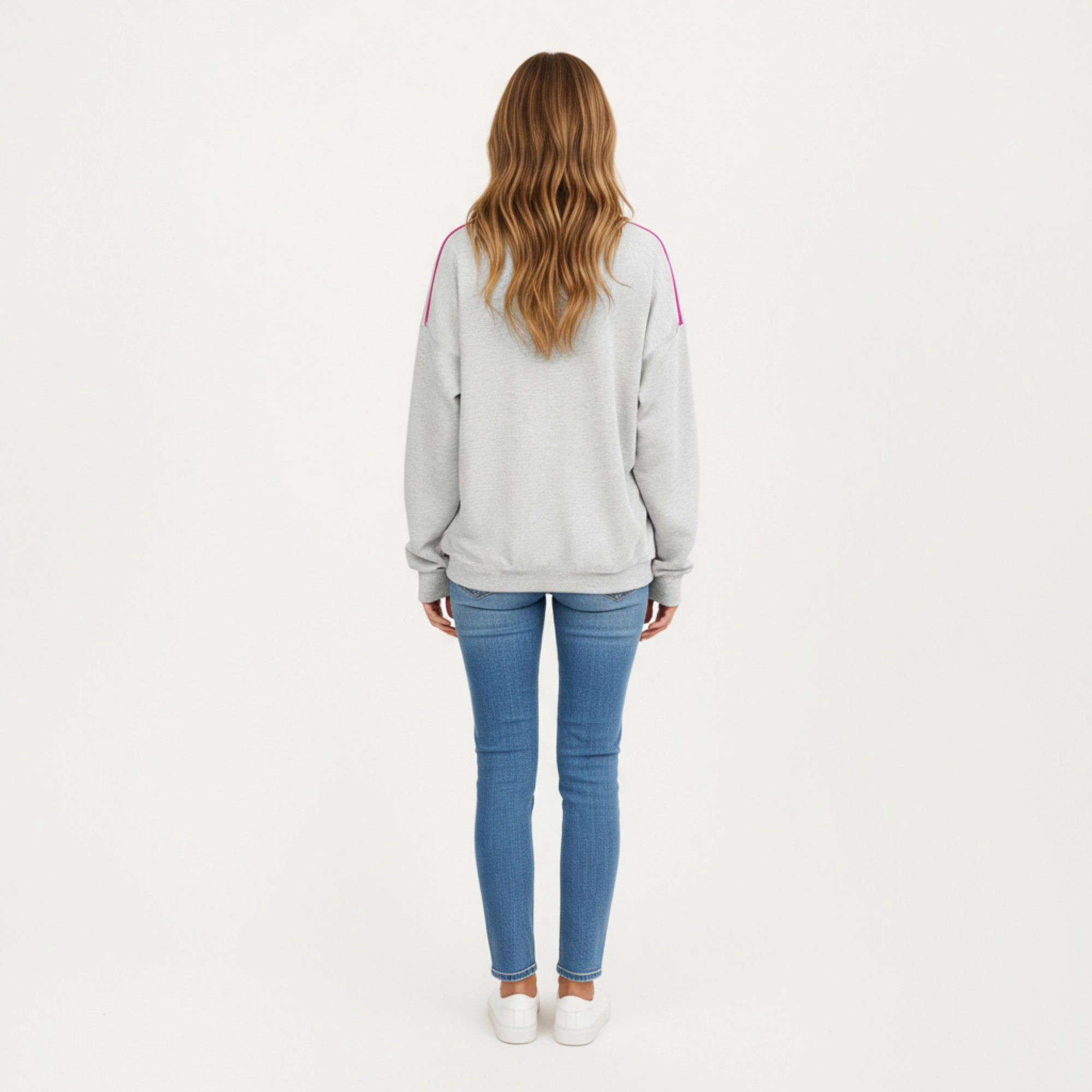 Anna-Kaci Women's Long Sleeve Crew Neck Pullover Sweatshirt with Contrast Piping Detail