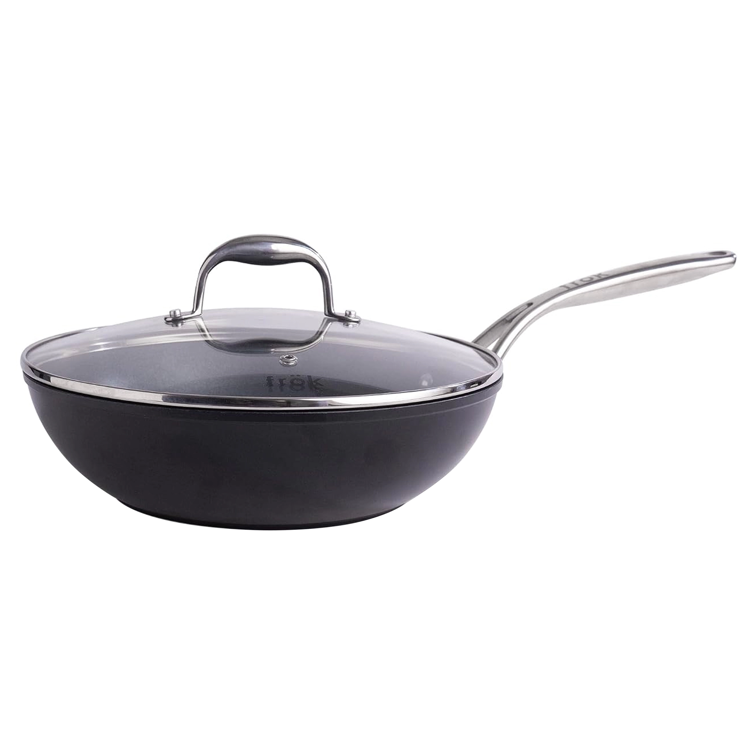 Frok All in One 11 Inch Nonstick Aluminum Wok Frying Pan in with Lid