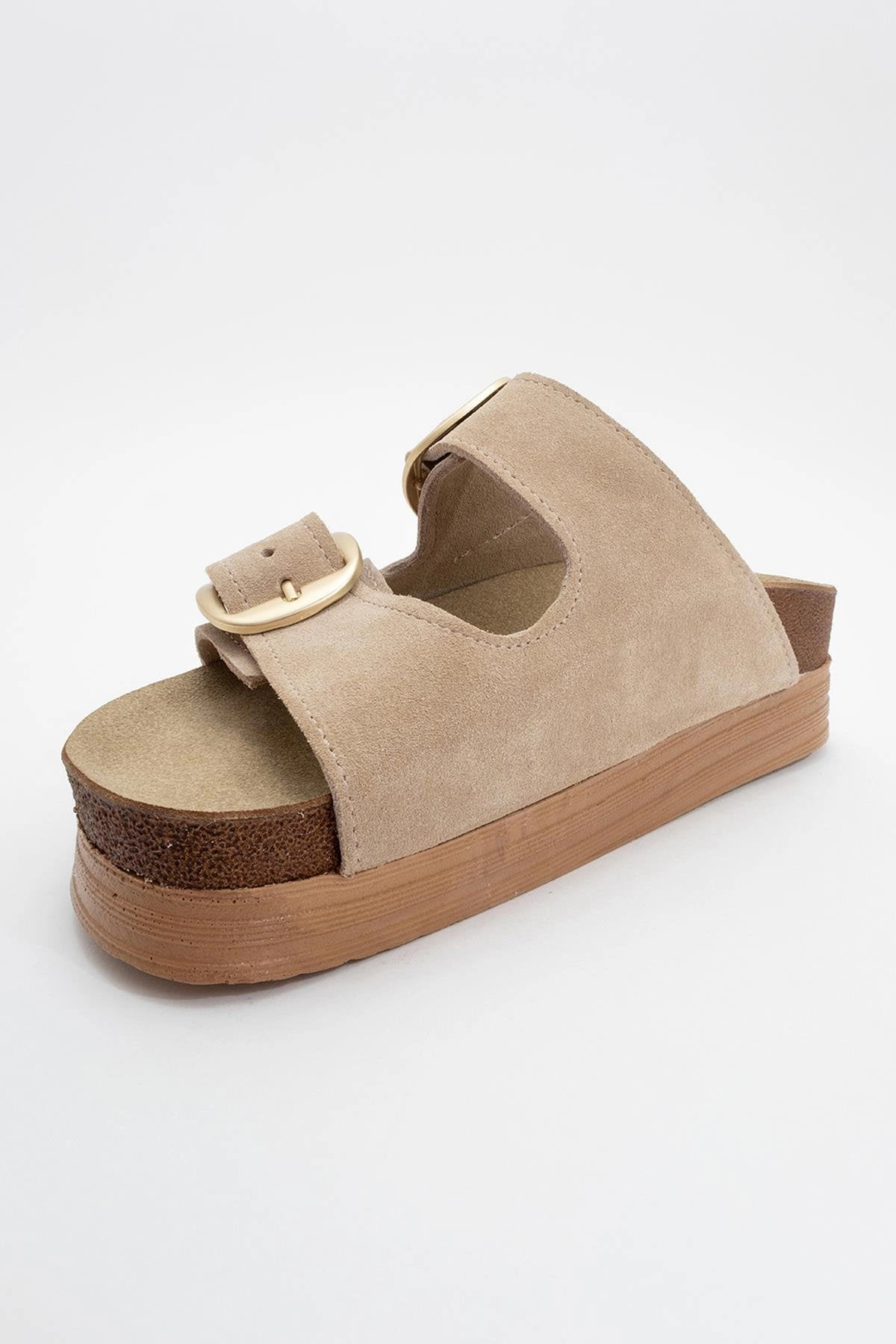 Forever & Always Womens Harbor Suede Leather Two-Strap Sandals