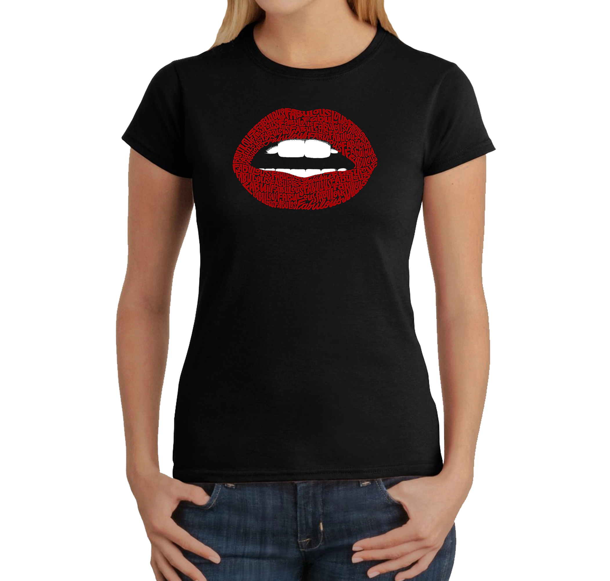 LA Pop Art Women's Word T-Shirt - Fabulous Lips