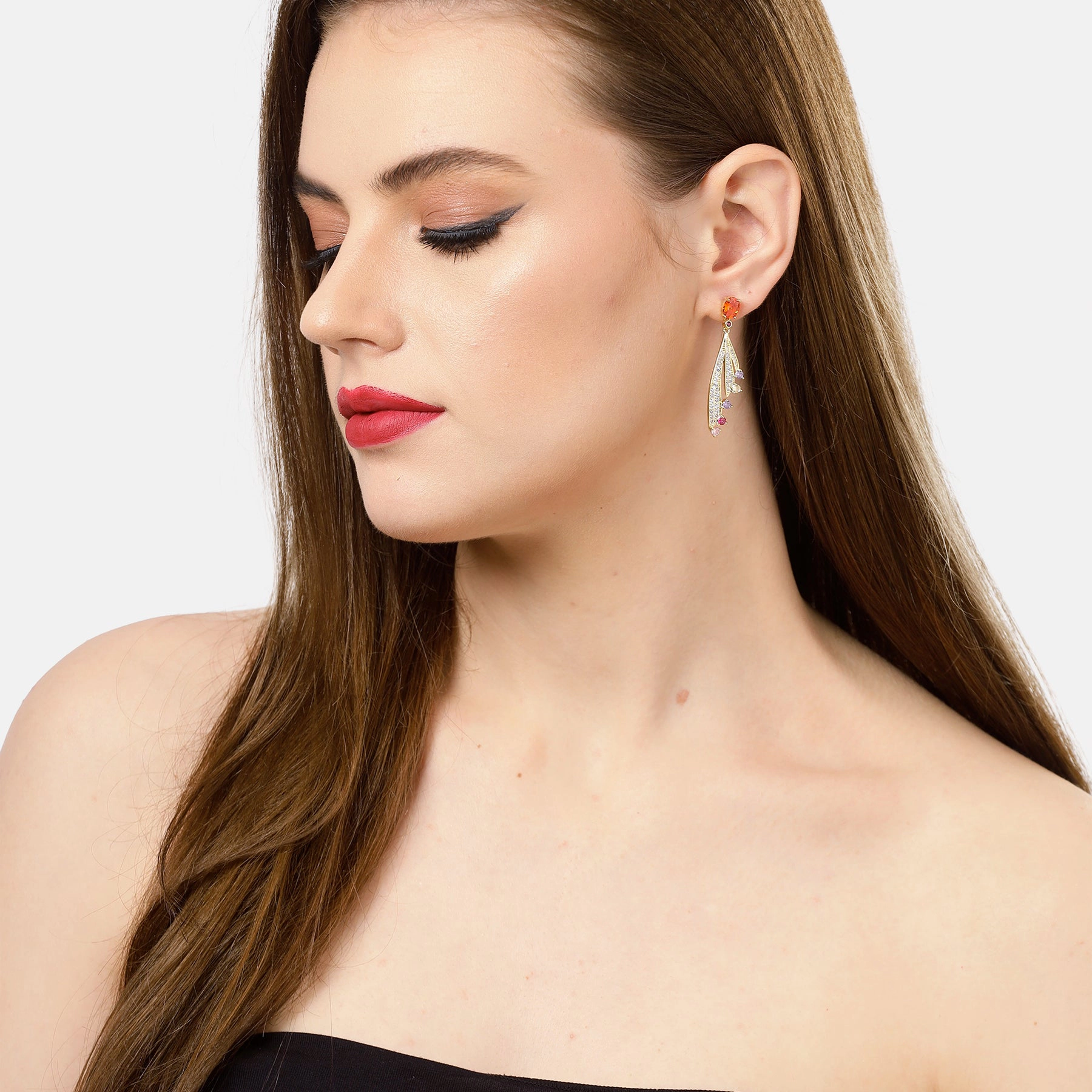 AGP PARIS Womens Feather drop Earrings
