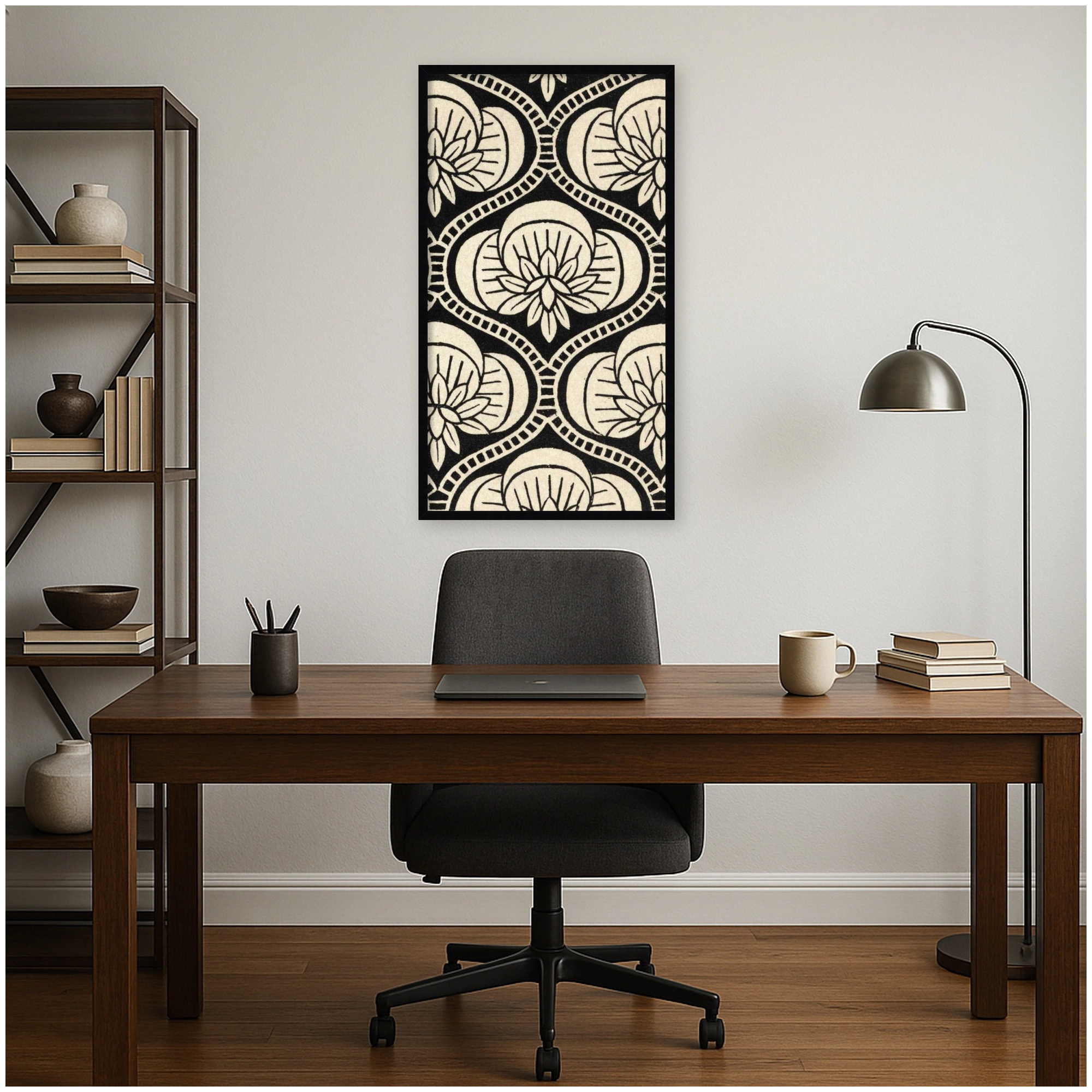 Amanti Art Framed Fabric Pinboard Ornamental Tile Printed Bulletin Board