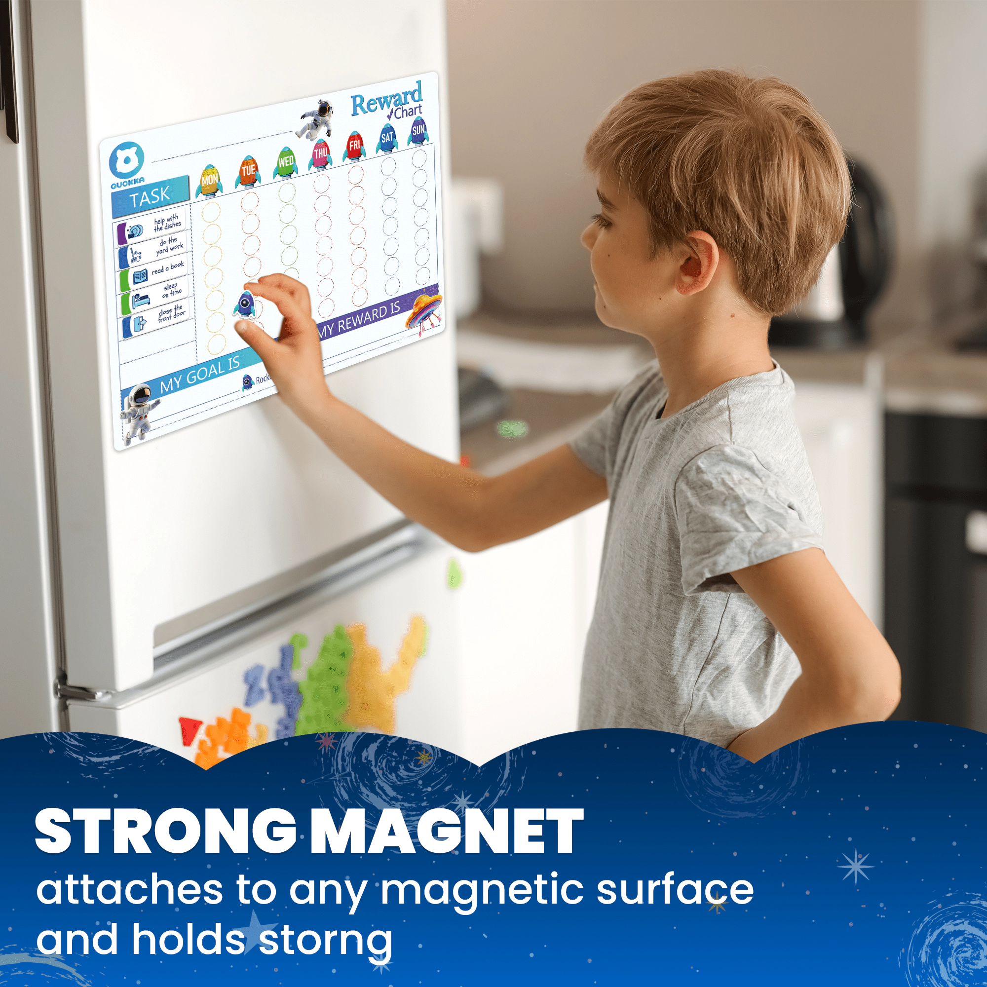 QUOKKA Magnetic Chore Chart for Kids, Behavior & Responsibility Reward Board Toddlers Teens