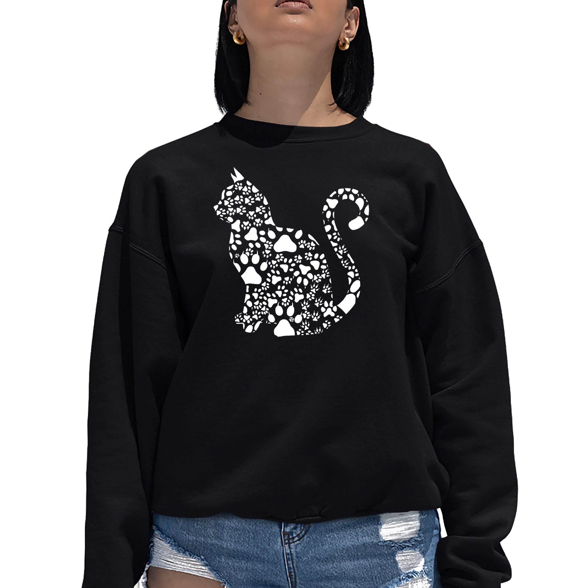 LA Pop Art Cat Claws - Women's Word Crewneck Sweatshirt