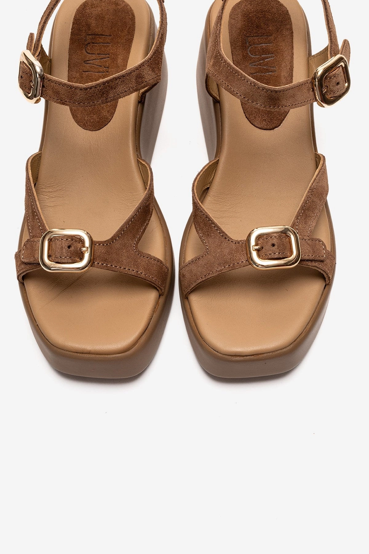 Forever & Always Womens Kalia Leather Wedge Sandals