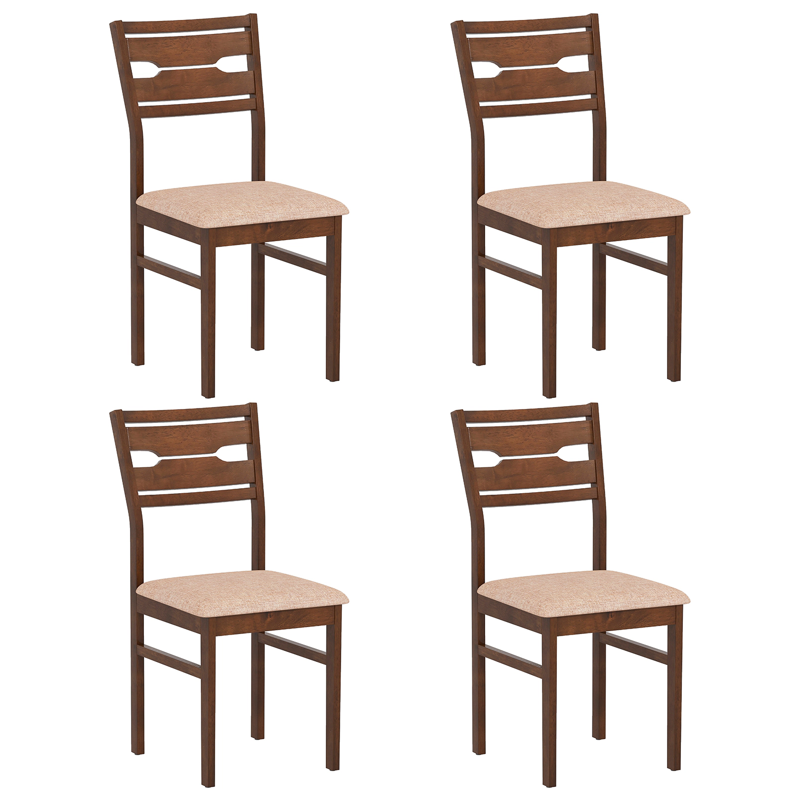SUGIFT Rubber Wood Frame Dining Chair Set of 2 or 4 with Padded Polyester Seat 285-lb Capacity Deep Brown+Light Brown