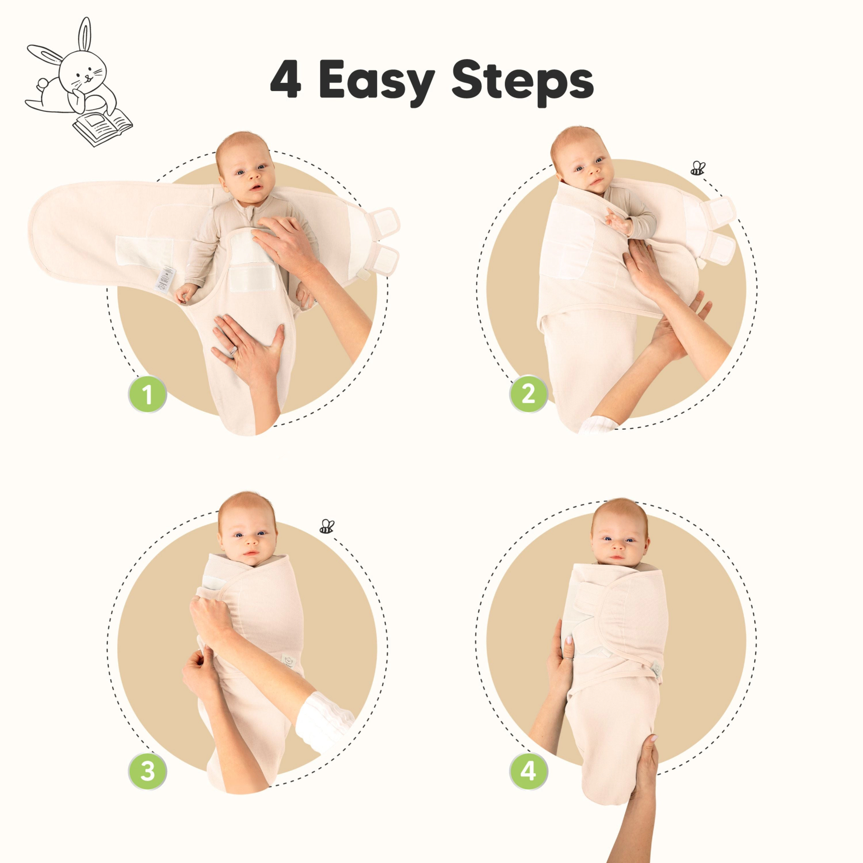 KeaBabies 3-Pack Soothe (Wren) Swaddle Wraps