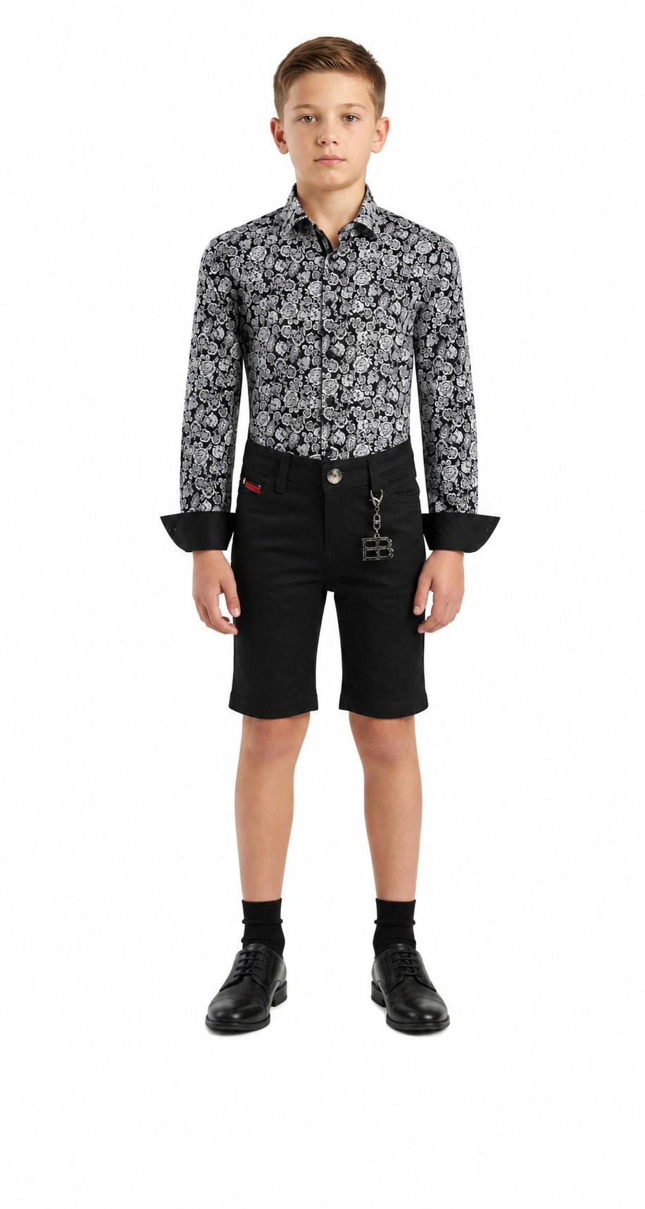 Elie Balleh Boys Slim Fit Paisley Print Shirt