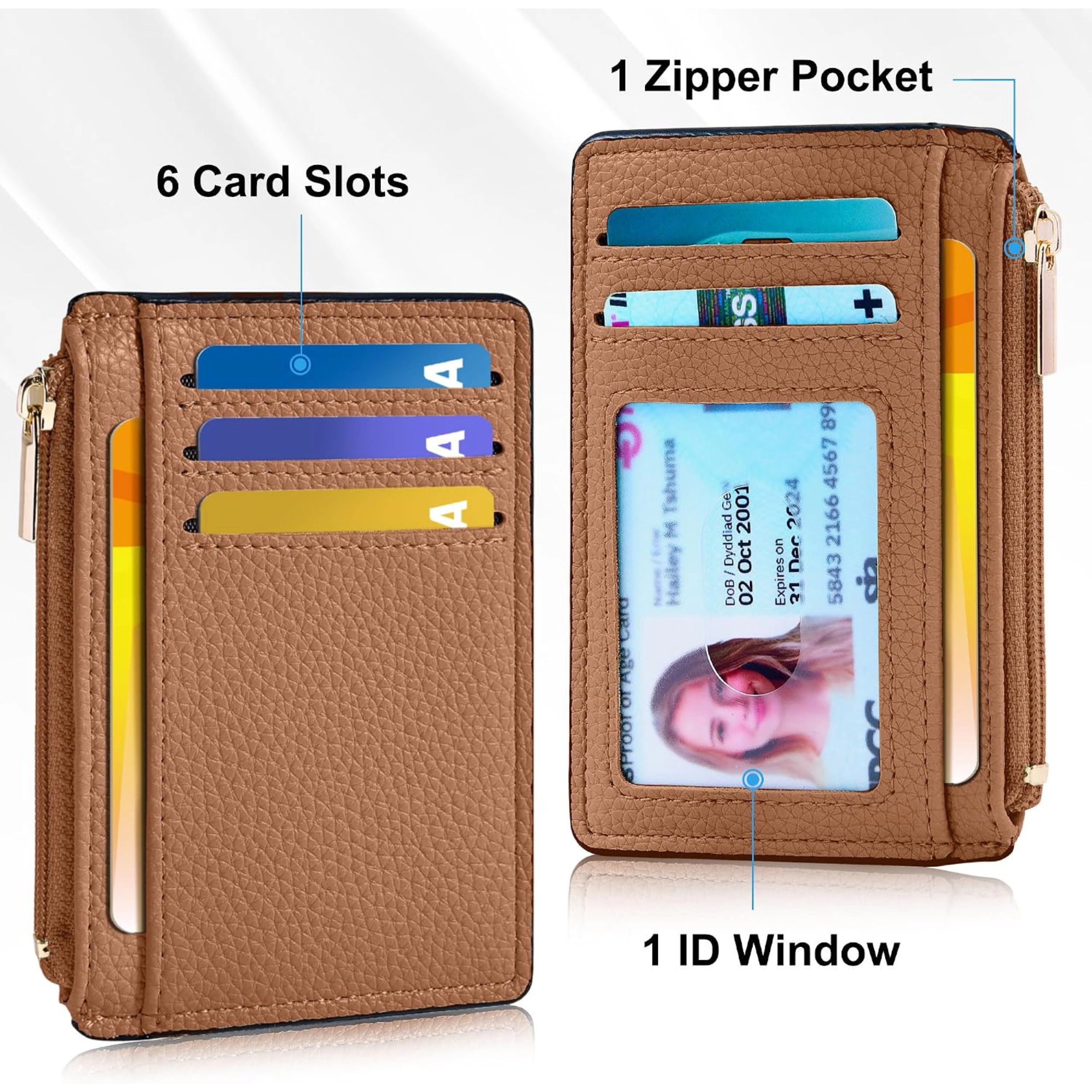 SS Design Women's Slim RFID Card Holder Wallet Brown