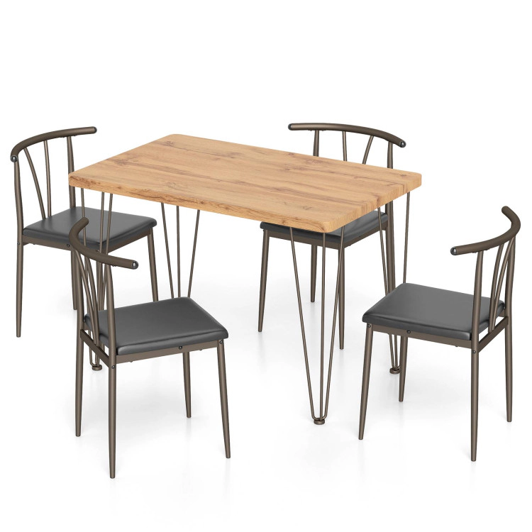 Hivvago 5-Piece Space-Saving Dining Table Set Industrial Rectangular Kitchen Table And 4 Armless Chairs