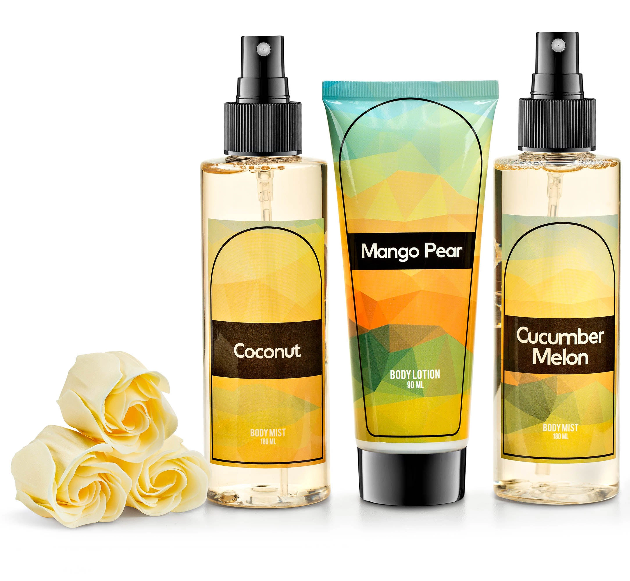Freida and Joe  Women Tropical Coconut, Cucumber, Mango Pear Body Splash Set Valentine's Gift
