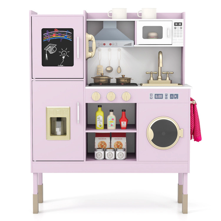 Hivvago Pretend Play Kitchen Toy Playset with Range Hood Ice Maker and Telephone