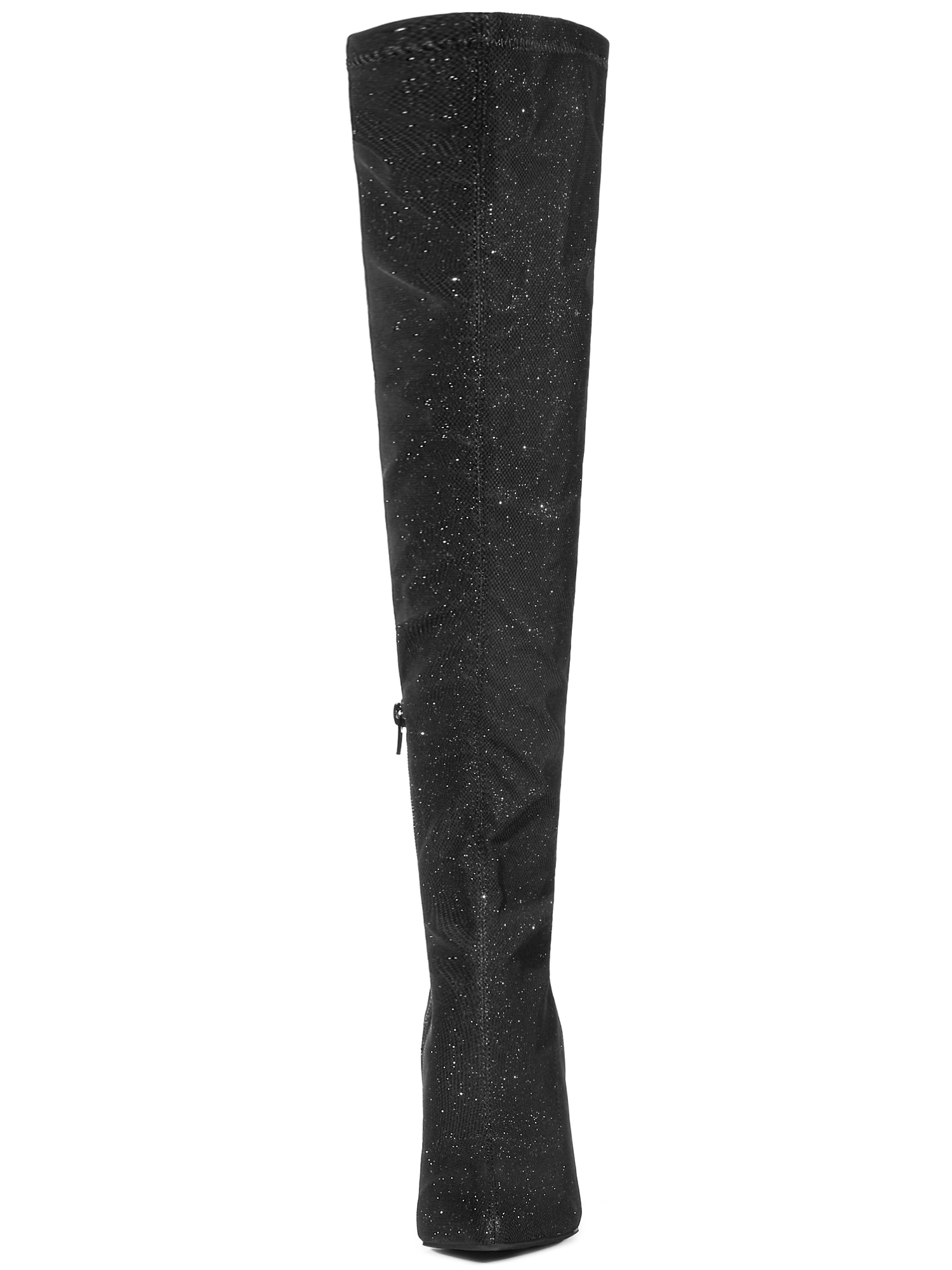 BLISSFUL STEP Women Glitter Pointed Toe Stiletto Heels Over the Knee Boots