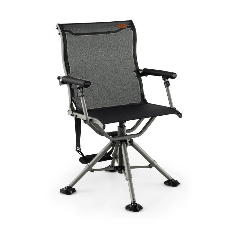 SUGIFT 360 Degree Silent Swivel Hunting Chair with Adjustable Height and Armrests 400-lb Capacity Black