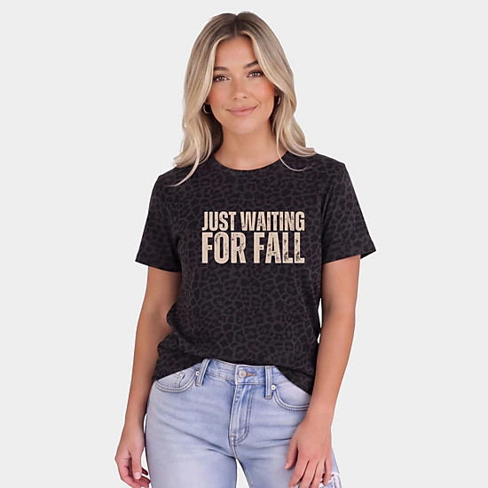 Simply Sage Market - Women's Leopard Print Tee - Just Waiting For Fall Distressed