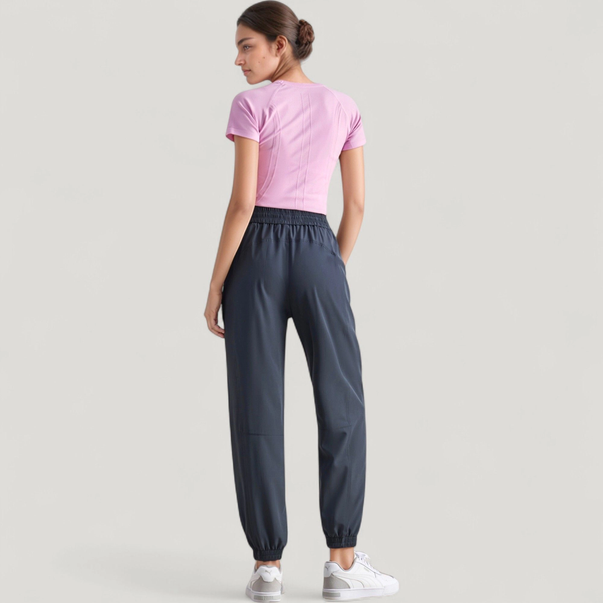 Anna-Kaci Women's High-Waist Jogger Pants with Elastic Cuffs and Side Pockets
