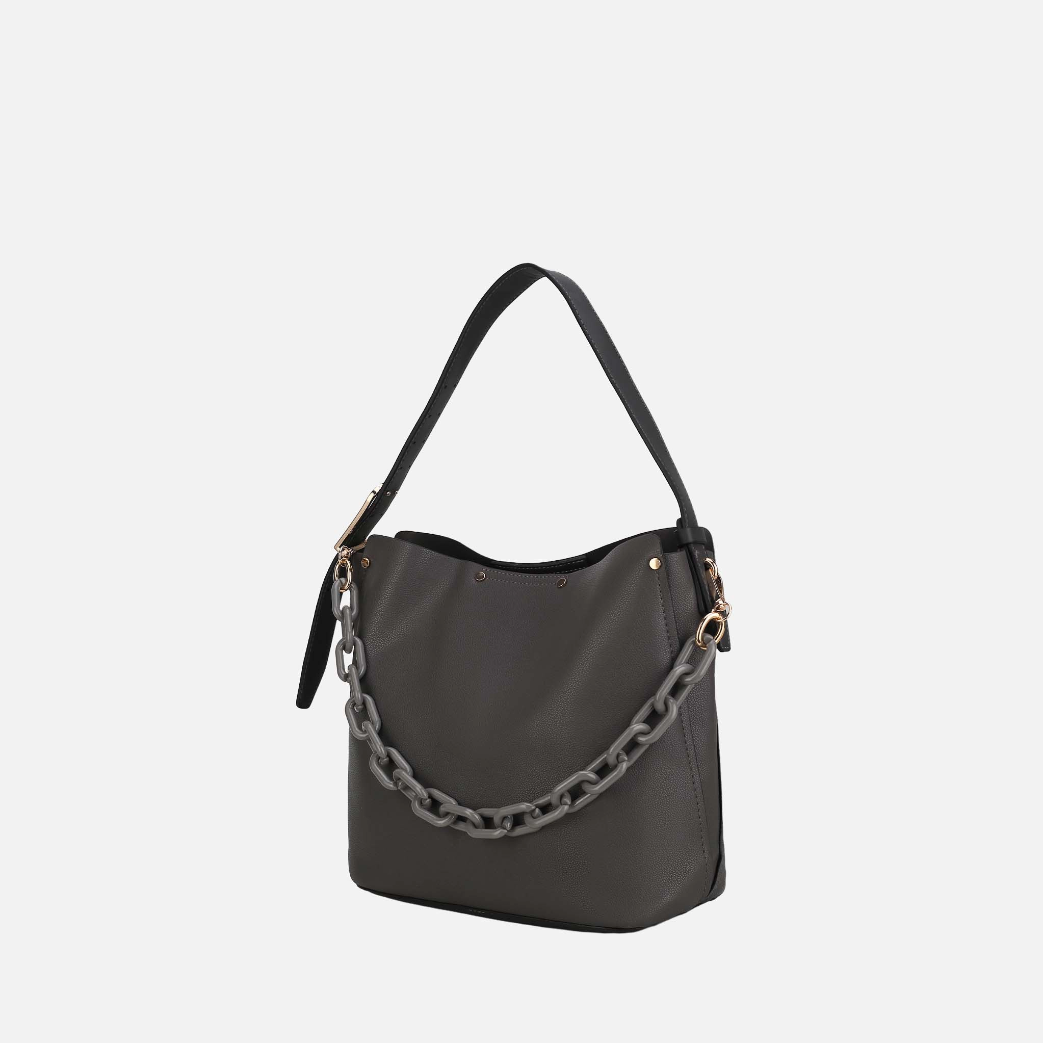 Mia K Collection Chelsea Vegan Leather Hobo Bag - Gold-Tone Hardware
