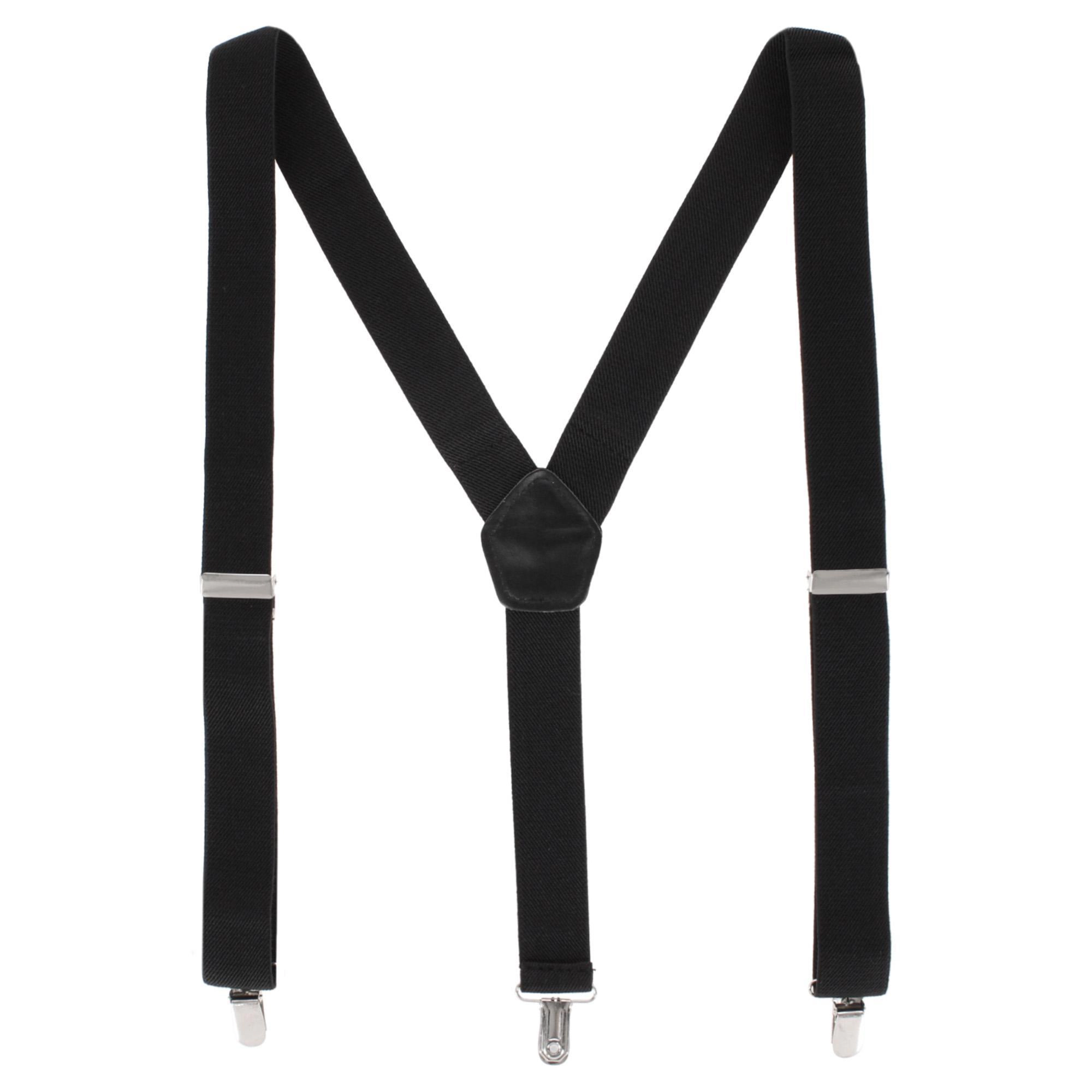 CTM Men's 1-Inch Wide Elastic Clip End Suspenders
